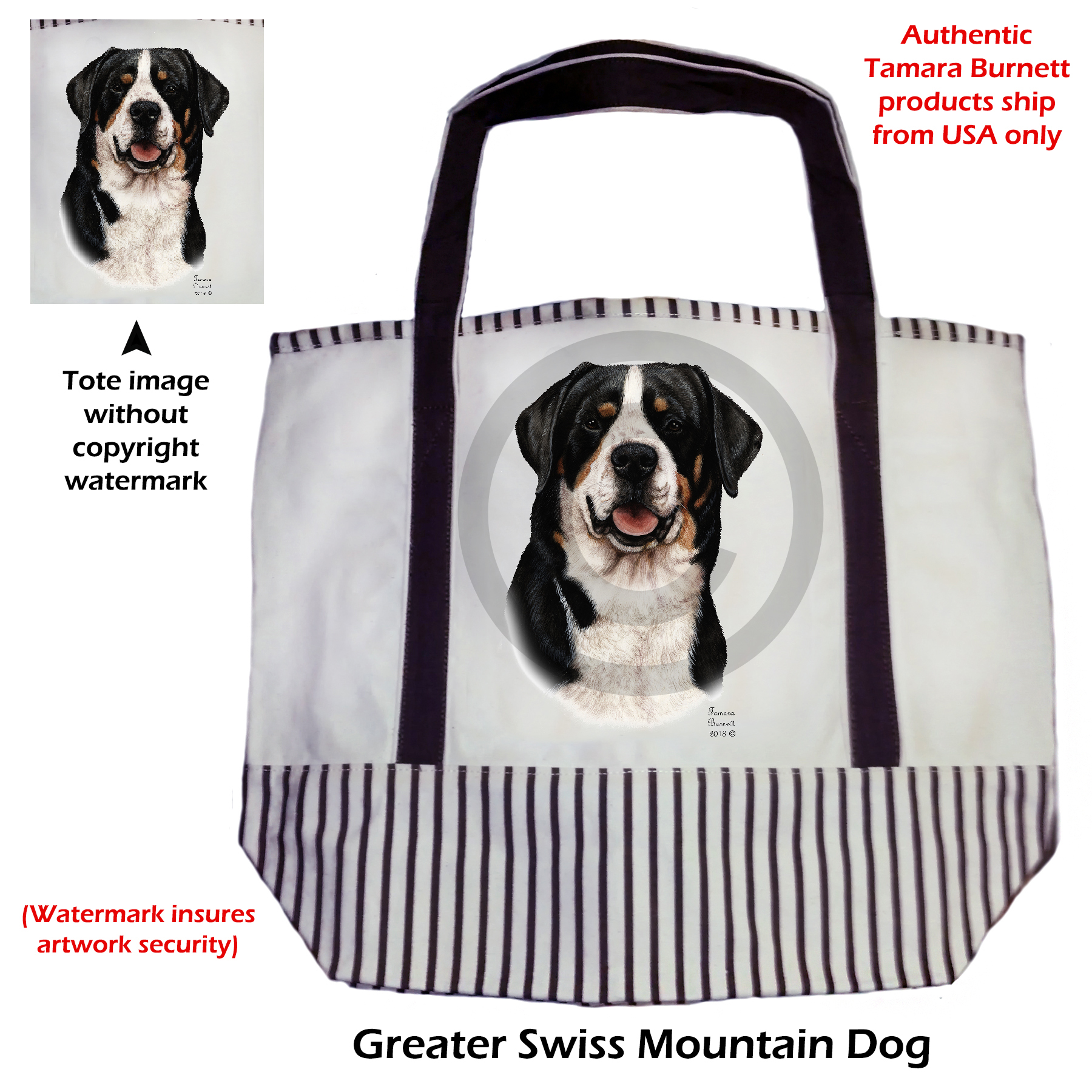 An image of the Greater Swiss Mt Dog  Tote Bag