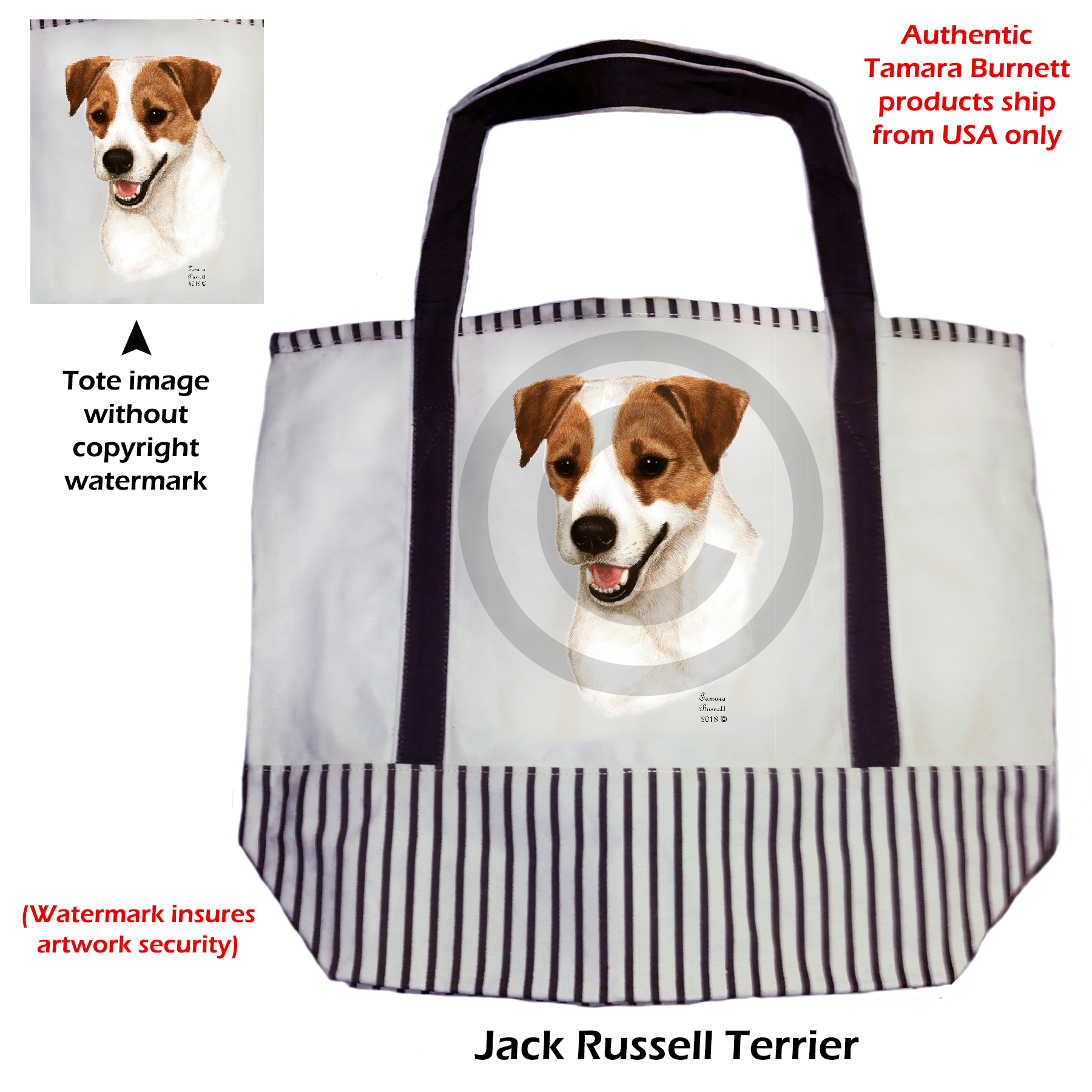 An image of the Jack Russell Brn/Wht  Tote Bag