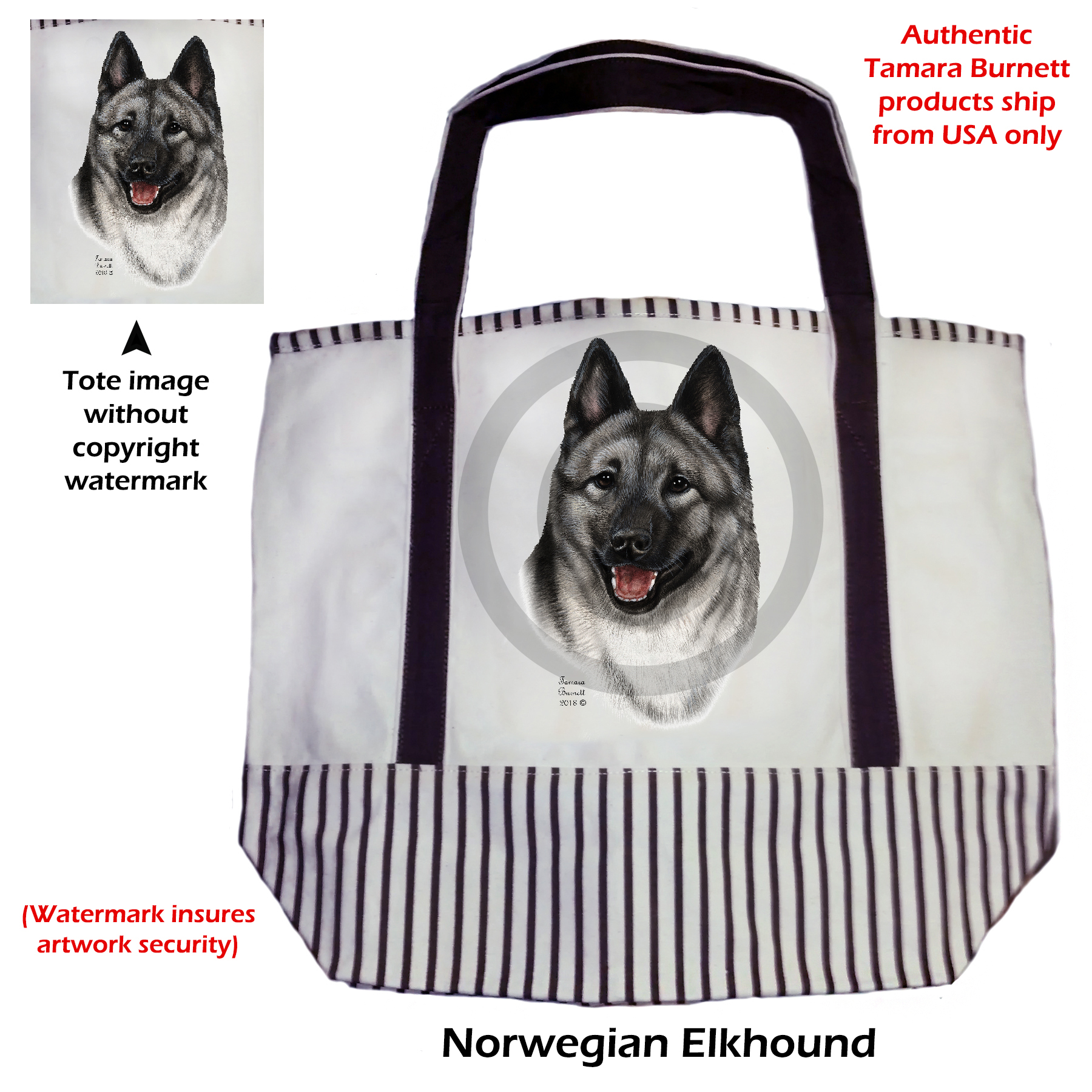 An image of the Norwegian Elkhound  Tote Bag
