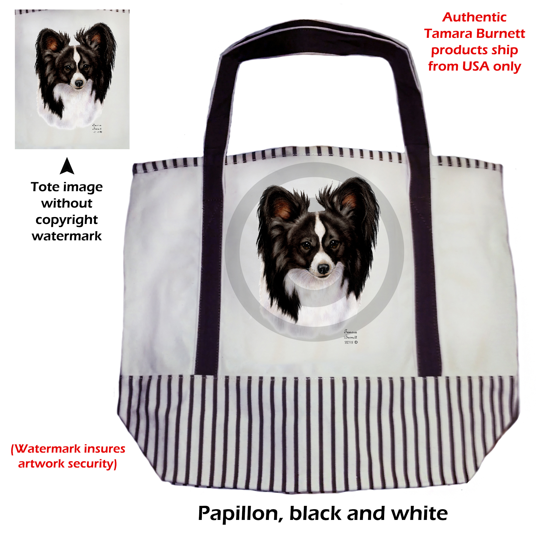 An image of the Papillon Black & White  Tote Bag