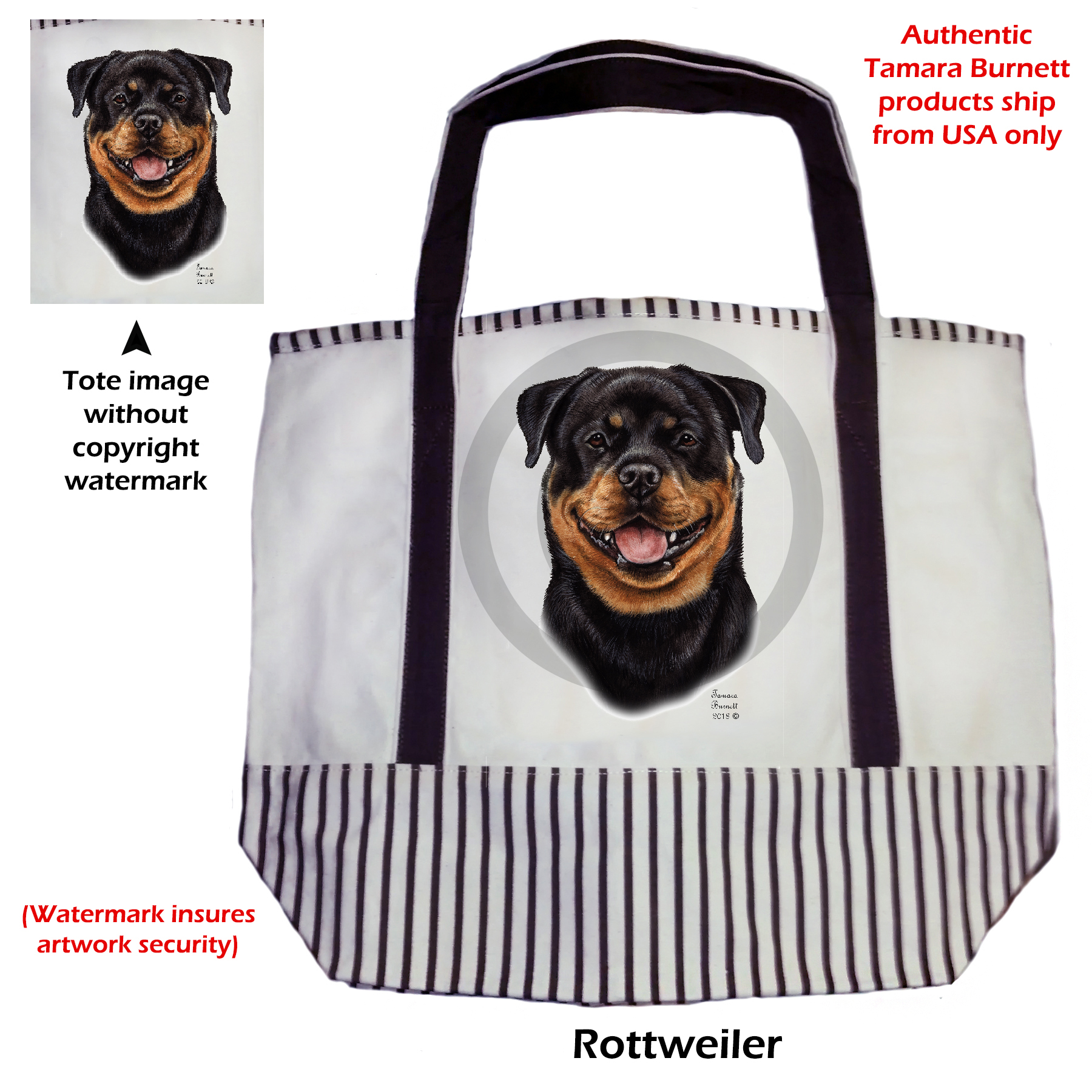 An image of the Rottweiler  Tote Bag