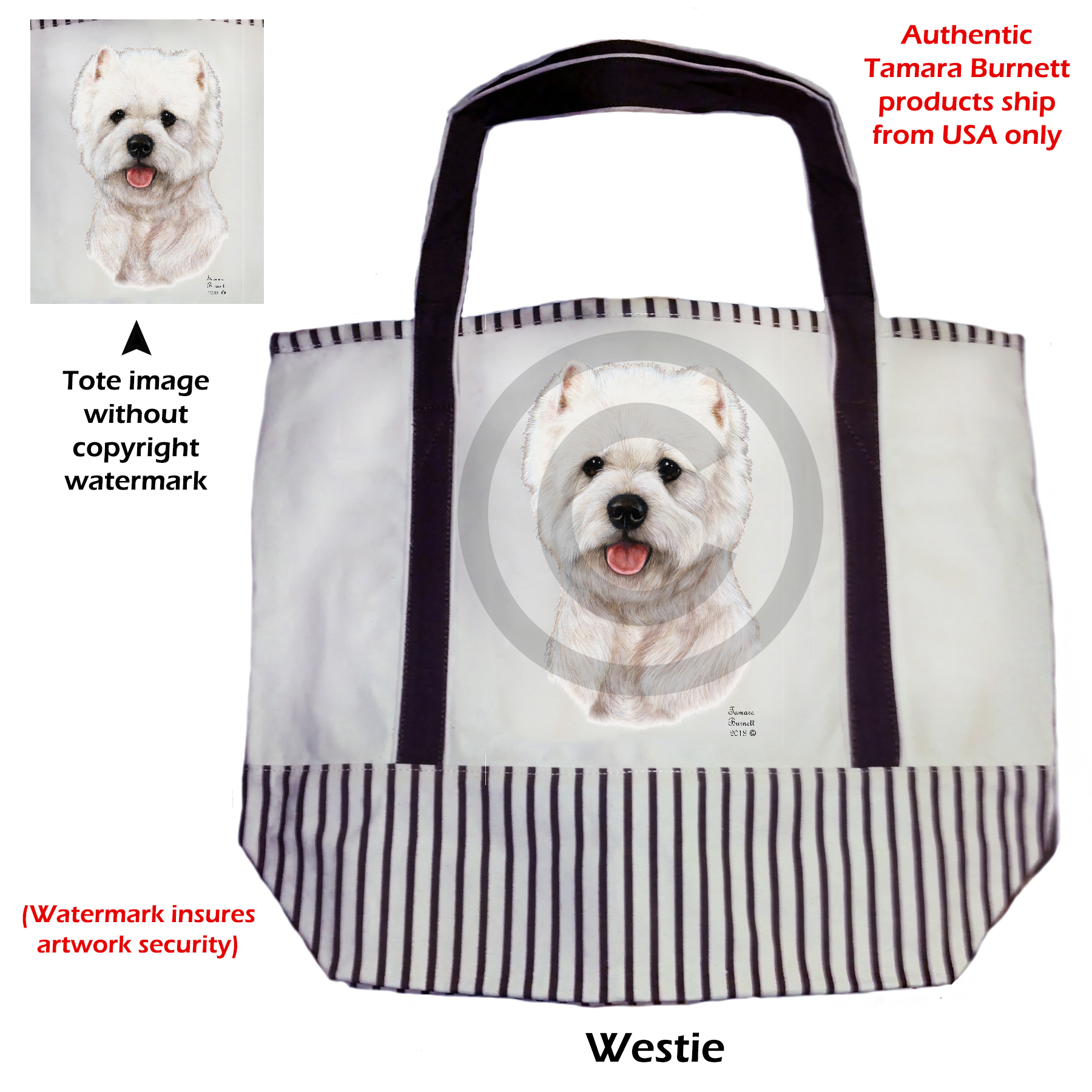 An image of the Westie  Tote Bag