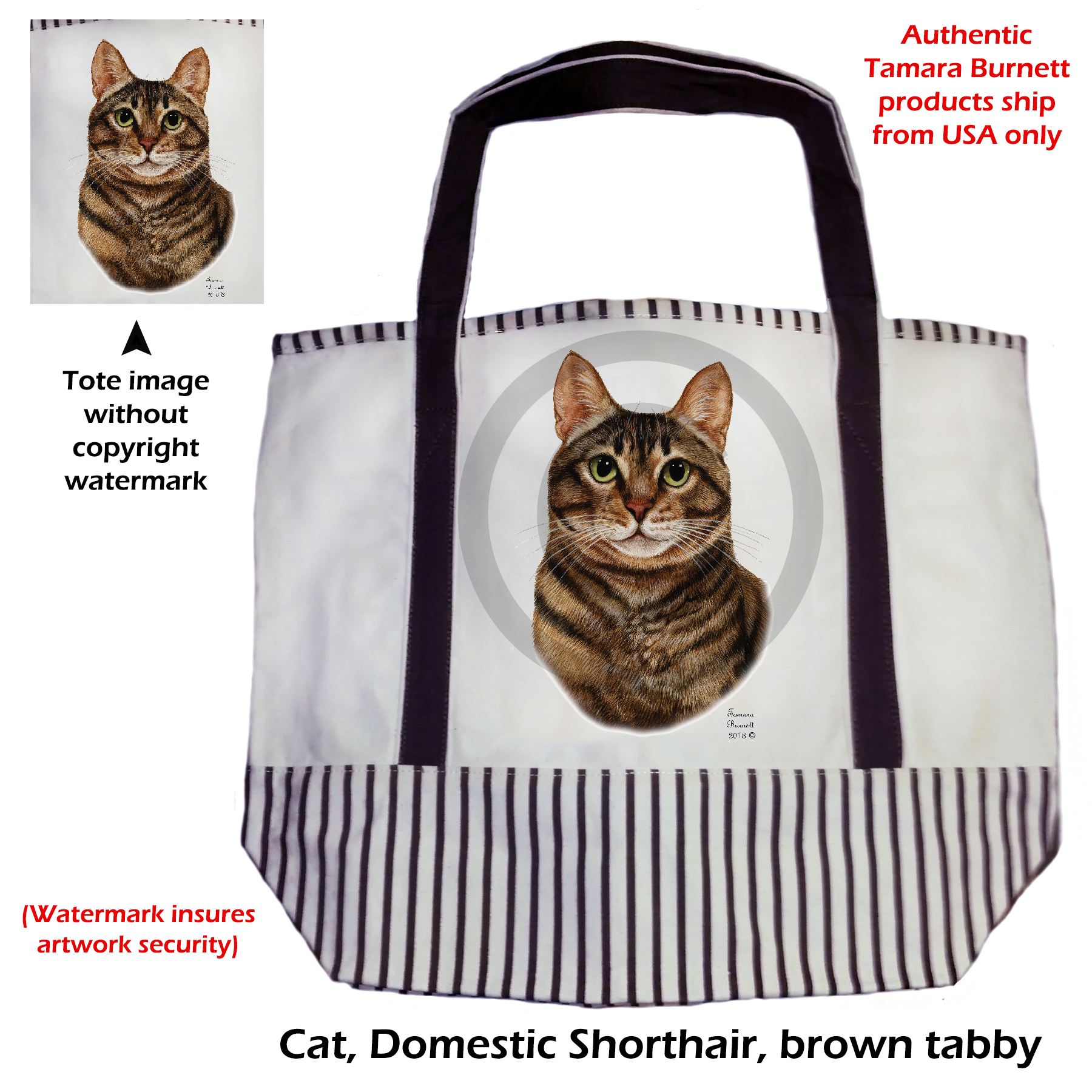 An image of product 11224 Brown Tabby  Tote Bag
