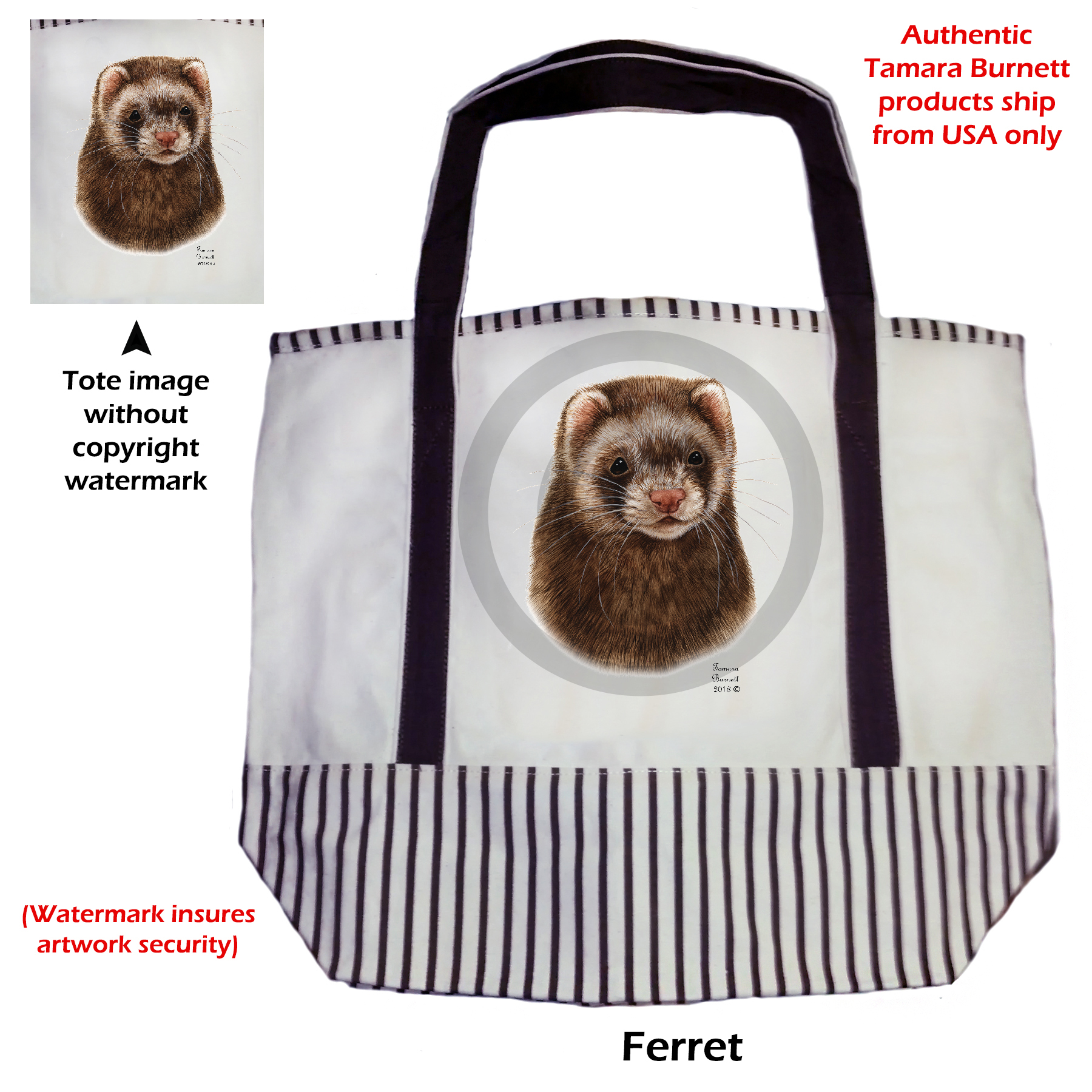 An image of the Ferret  Tote Bag