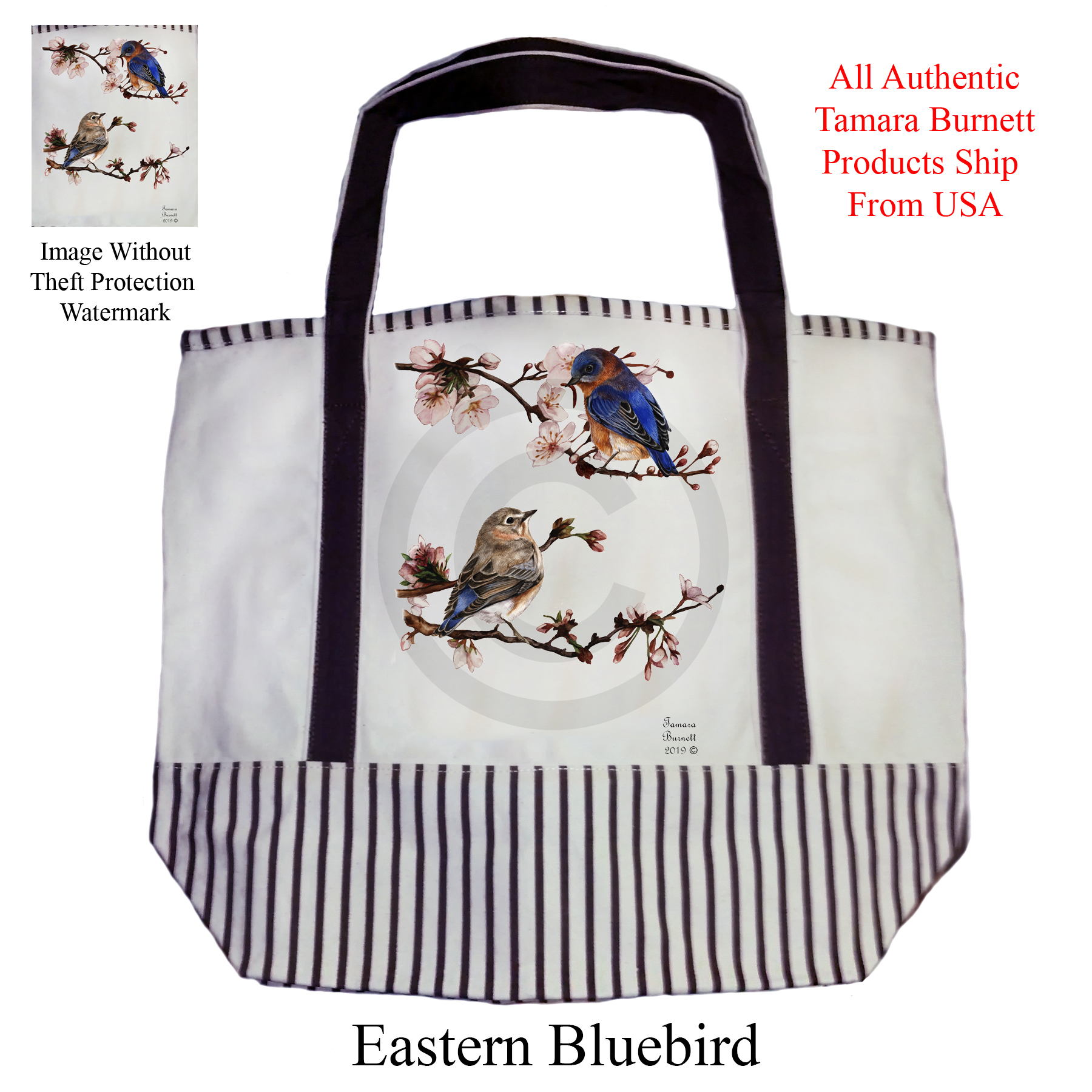 An image of product 11237 Blue Birds (Eastern)  Tote Bag
