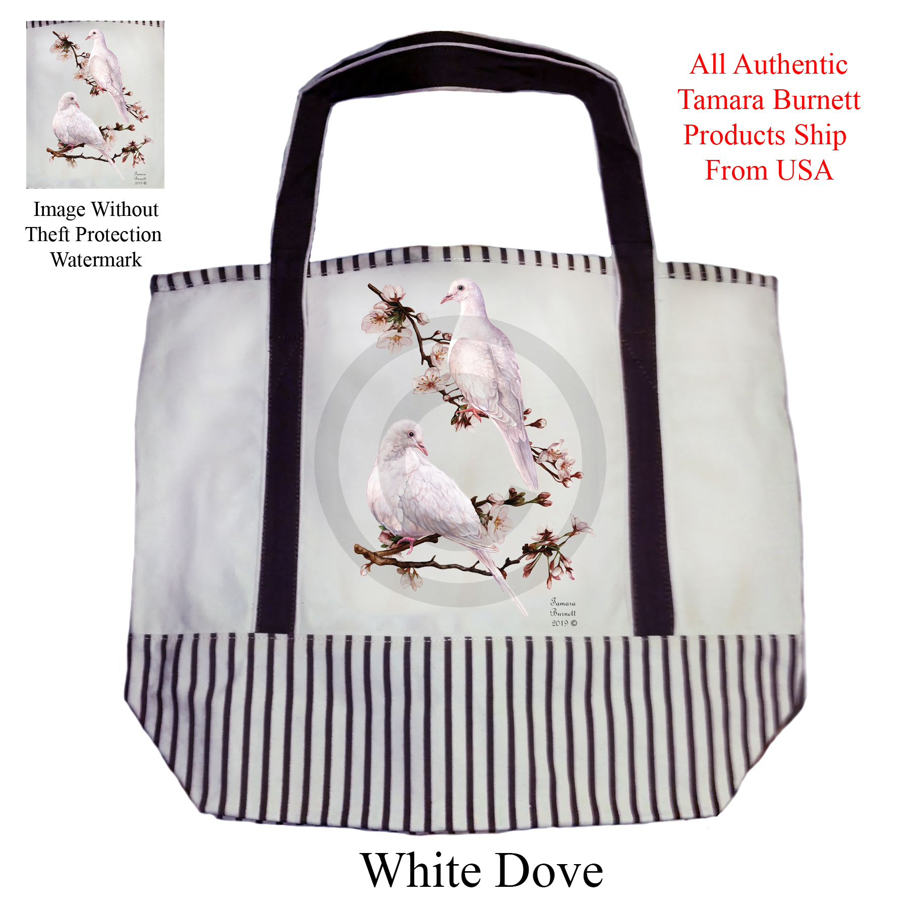 An image of product 11240 White Doves  Tote Bag