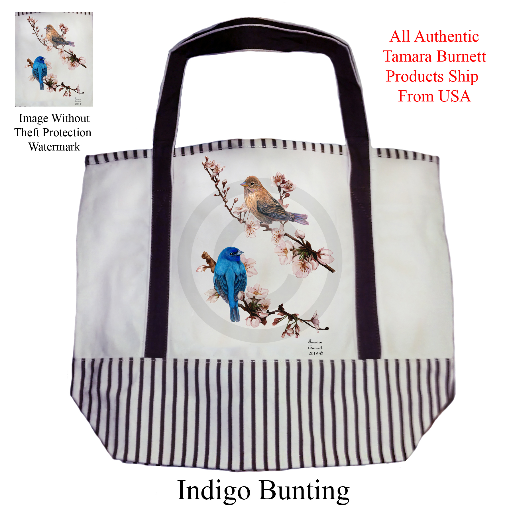 Indigo Bunting  Tote Bag Image