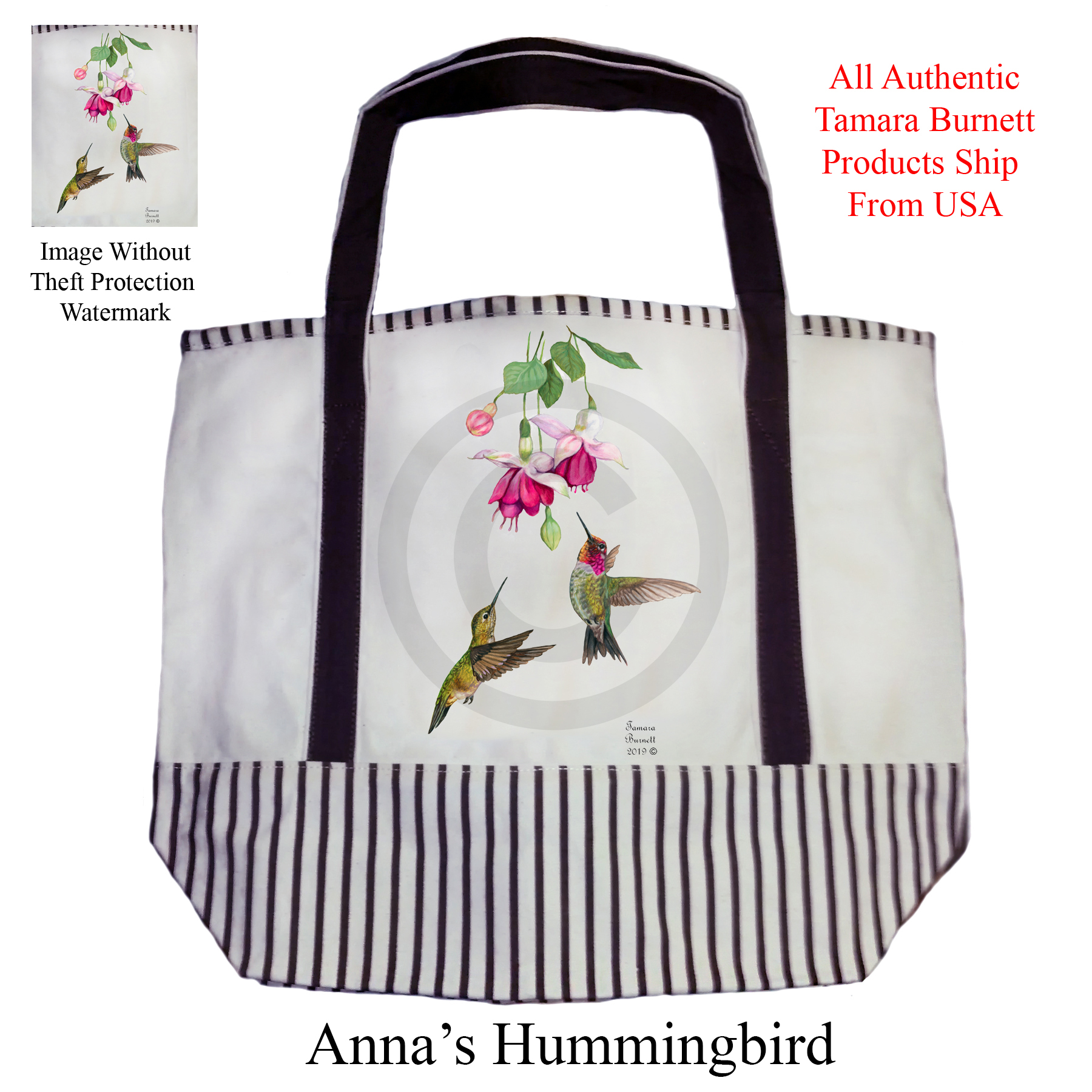 An image of product 11250 Anna's Hummingbird  Tote Bag