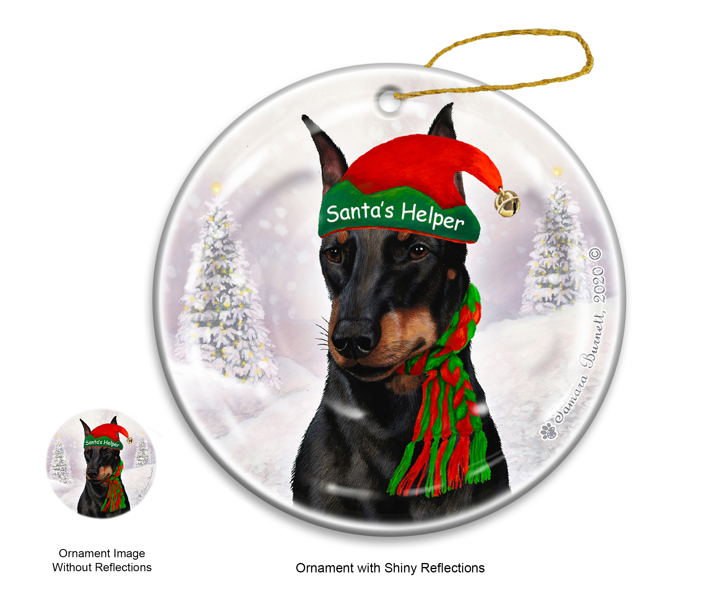 An image of the Manchester Terrier - Santa's Helper Ornament