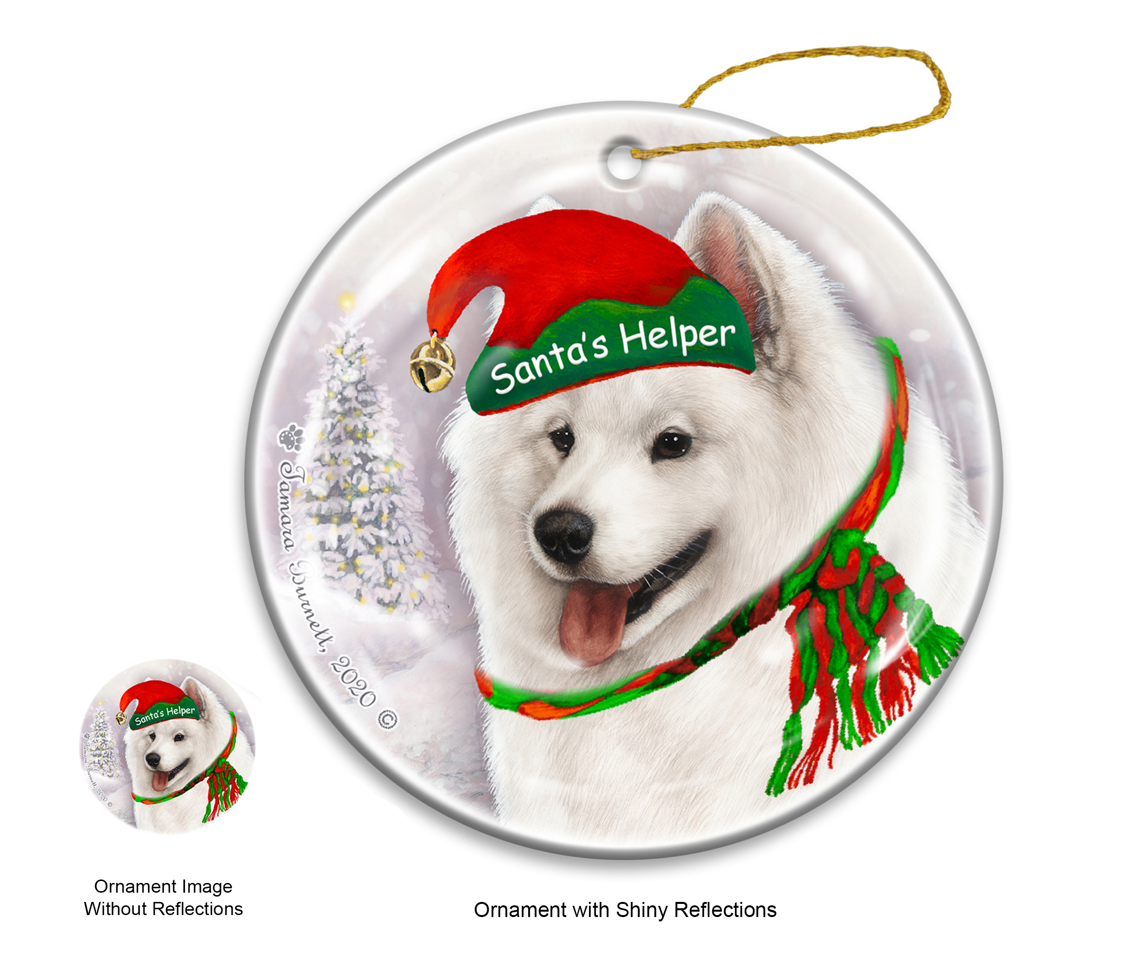 Samoyed - Santa's Helper Ornament image