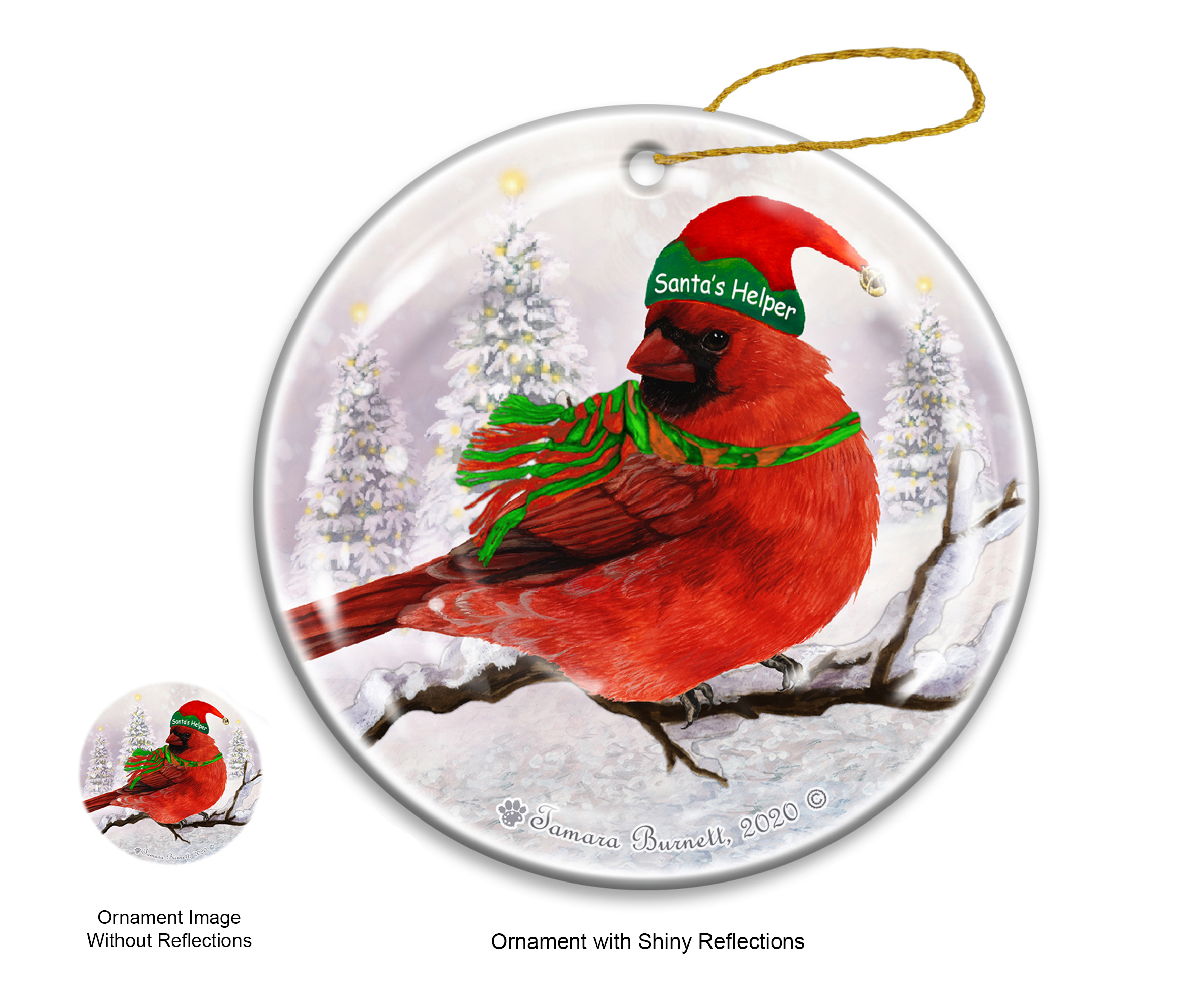 An image of product 11674 Cardinal Northern - Santa's Helper Ornament