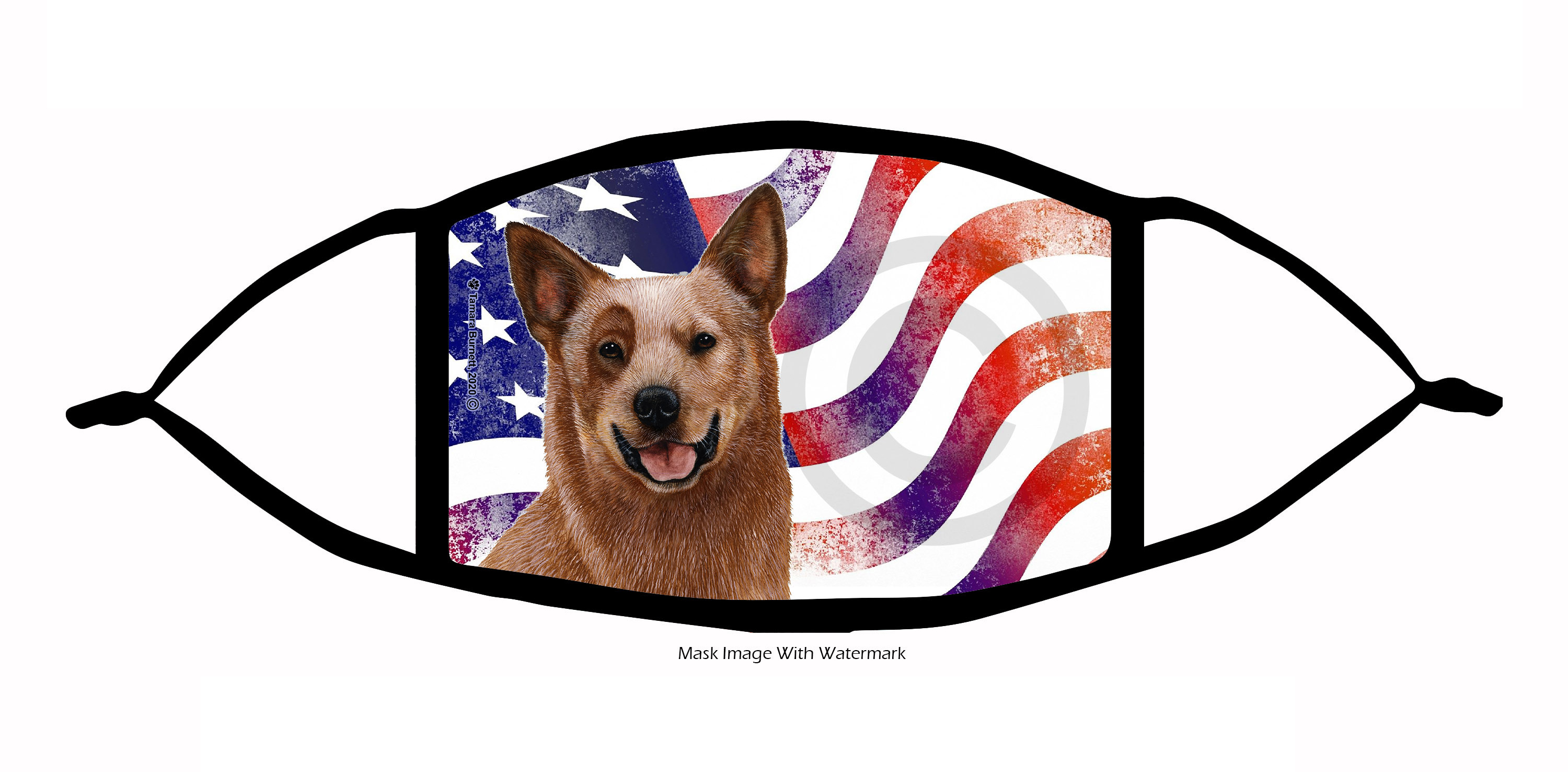 Australian Cattle Dog (Red tick) Patriotic Pups Cloth Face Mask Image
