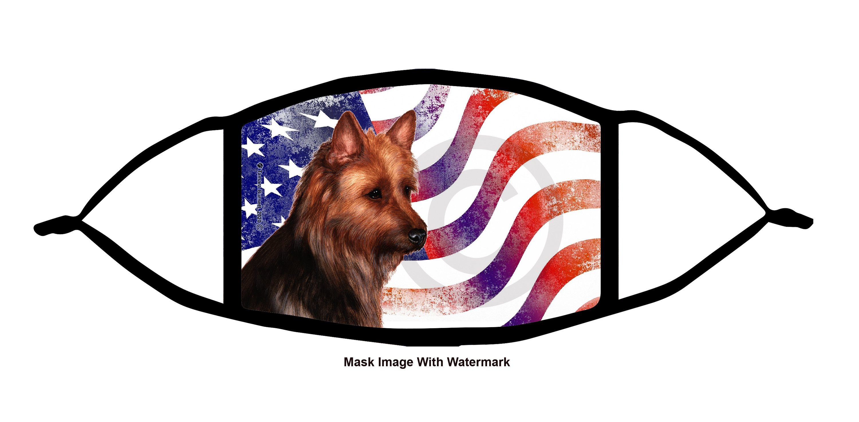 An image of the Australian Terrier Patriotic Pups Cloth Face Mask
