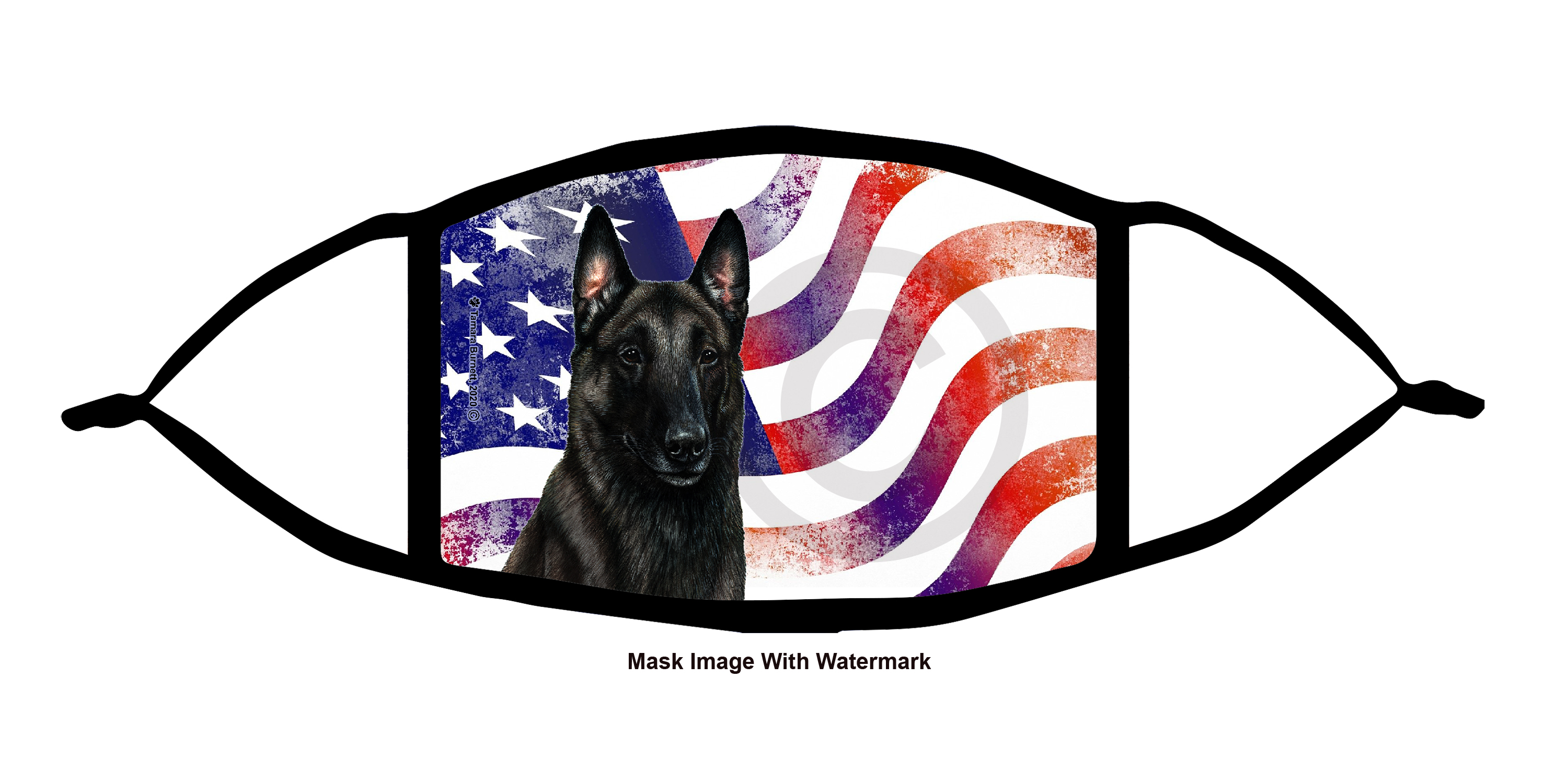 An image of the Belgian Malinois (Black) Patriotic Pups Cloth Face Mask
