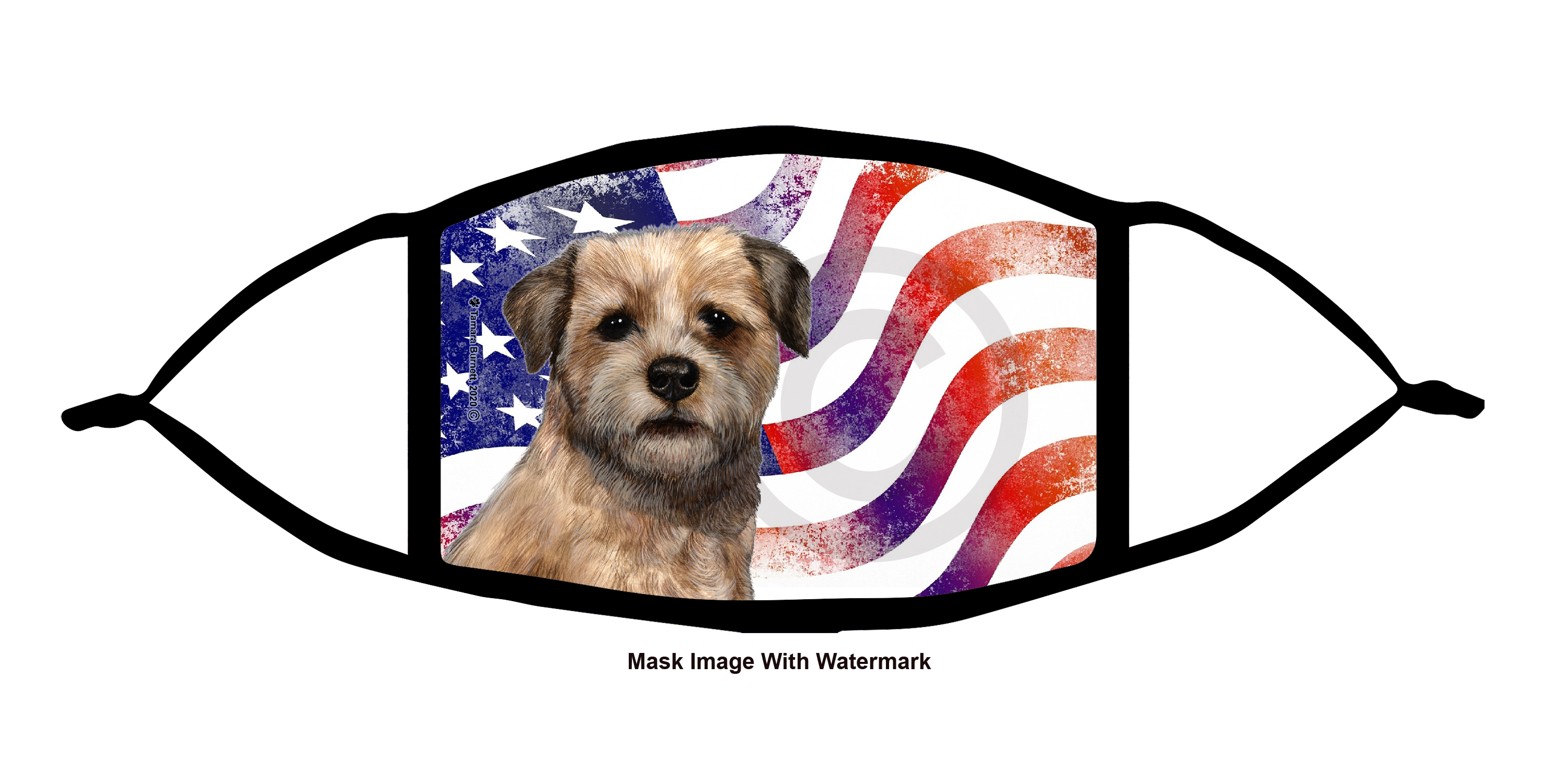 An image of the Border Terrier Patriotic Pups Cloth Face Mask