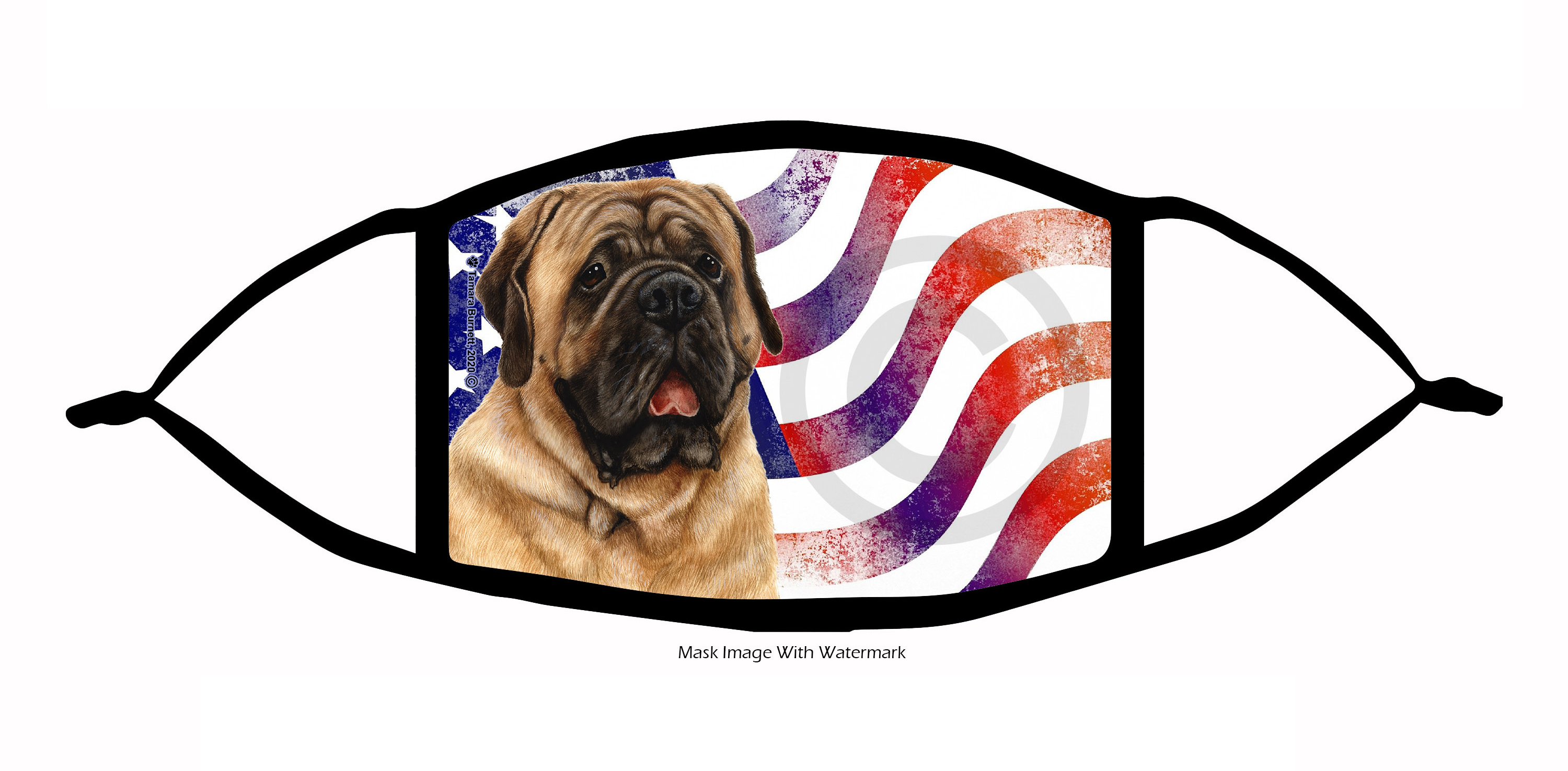 An image of product 11780 Bullmastiff (Fawn) Patriotic Pups Cloth Face Mask