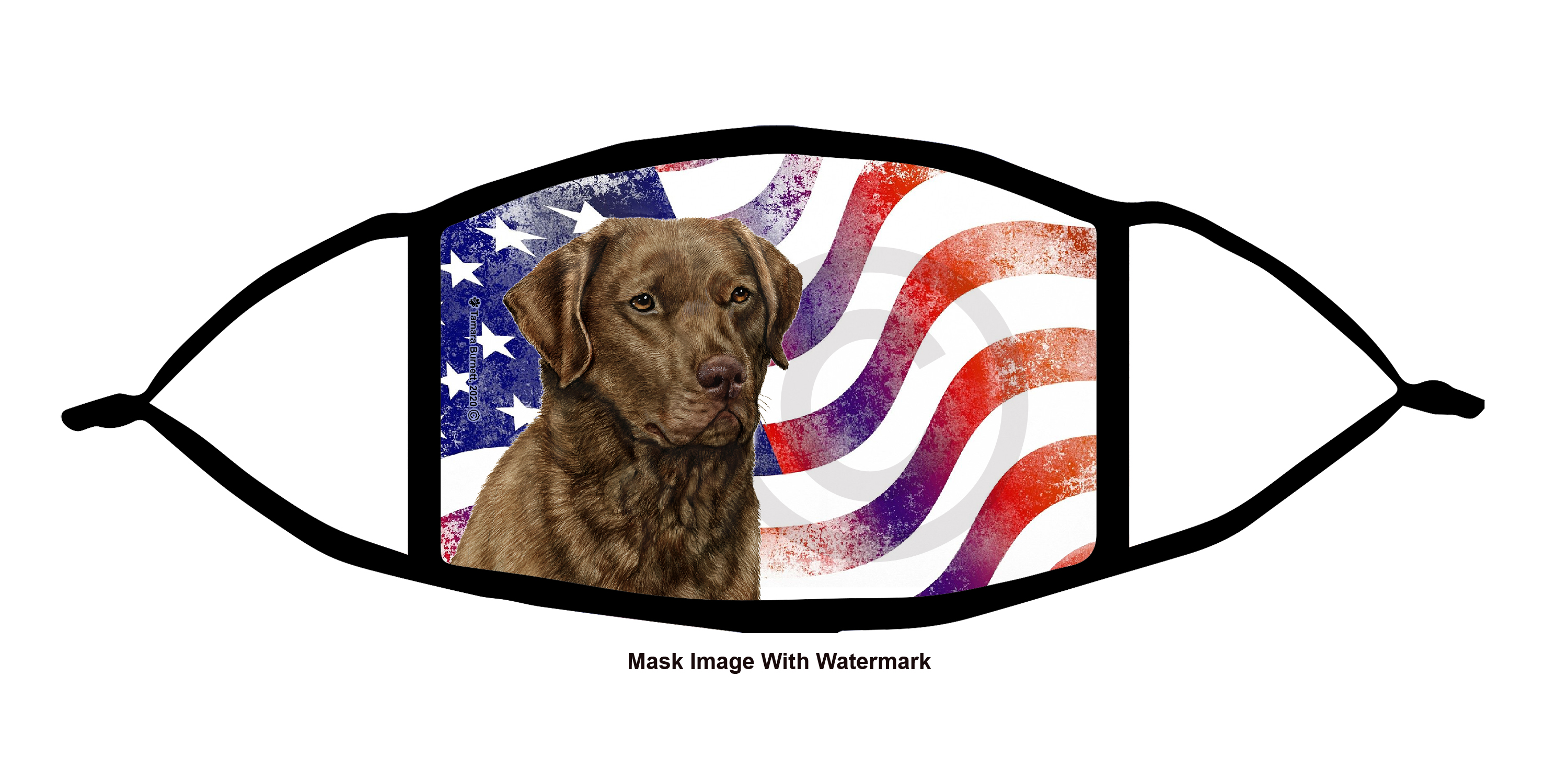 An image of the Chesapeake Bay Retriever (Brown) Patriotic Pups Cloth Face Mask
