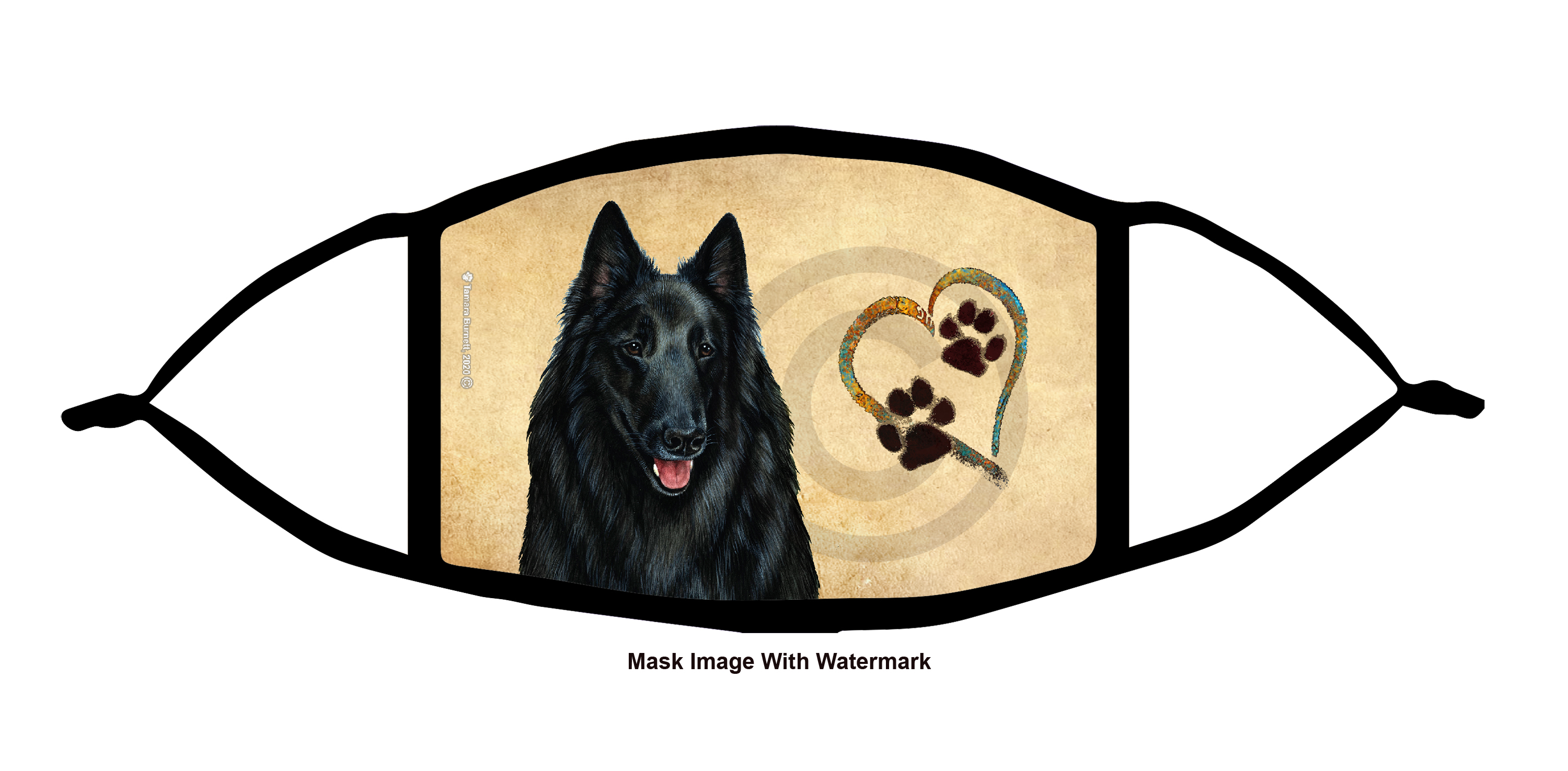 Belgian Sheepdog (Style 1) Paws On My Heart Cloth Face Mask image