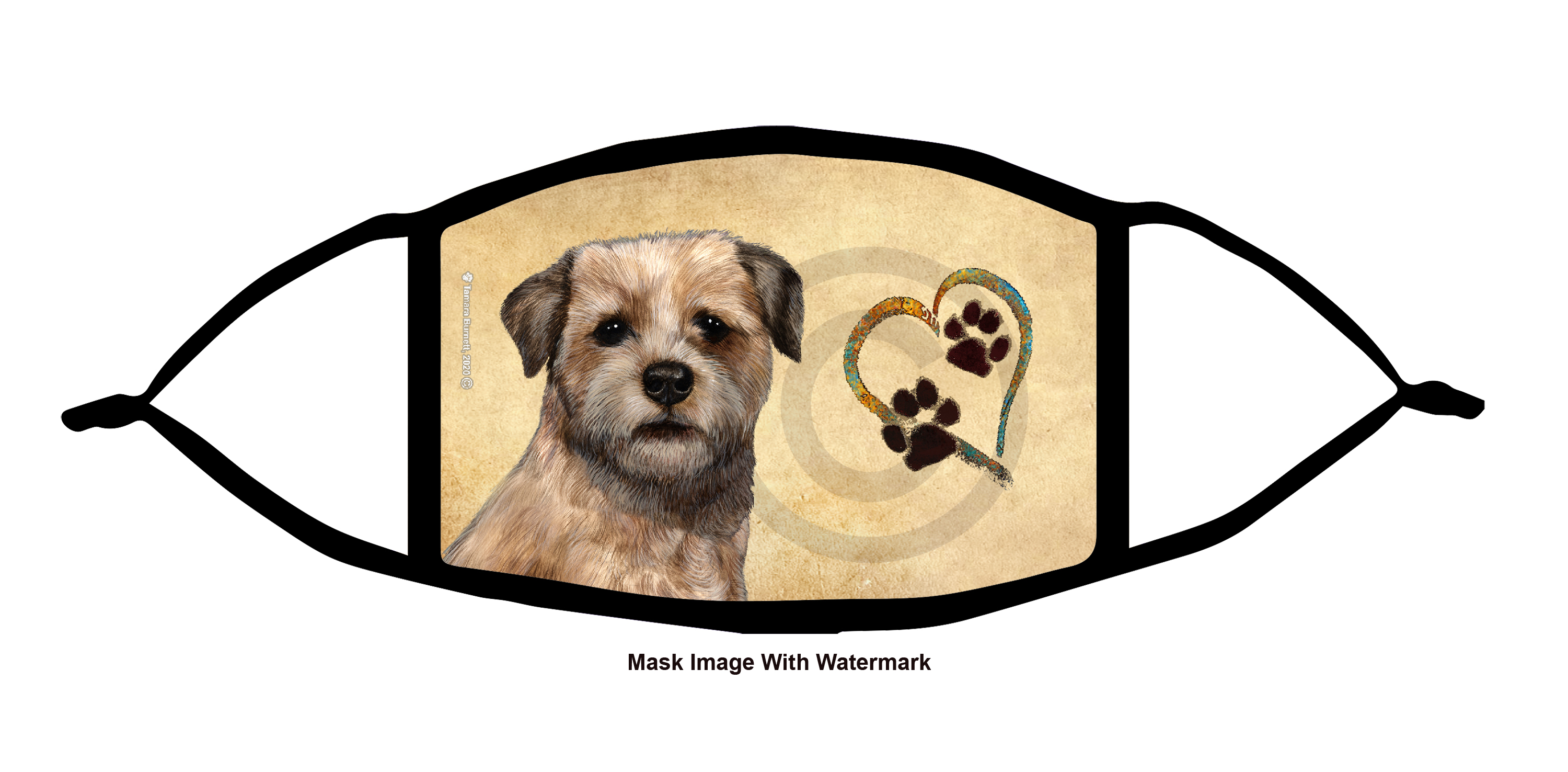 Border Terrier Paws On My Heart Cloth Face Mask image