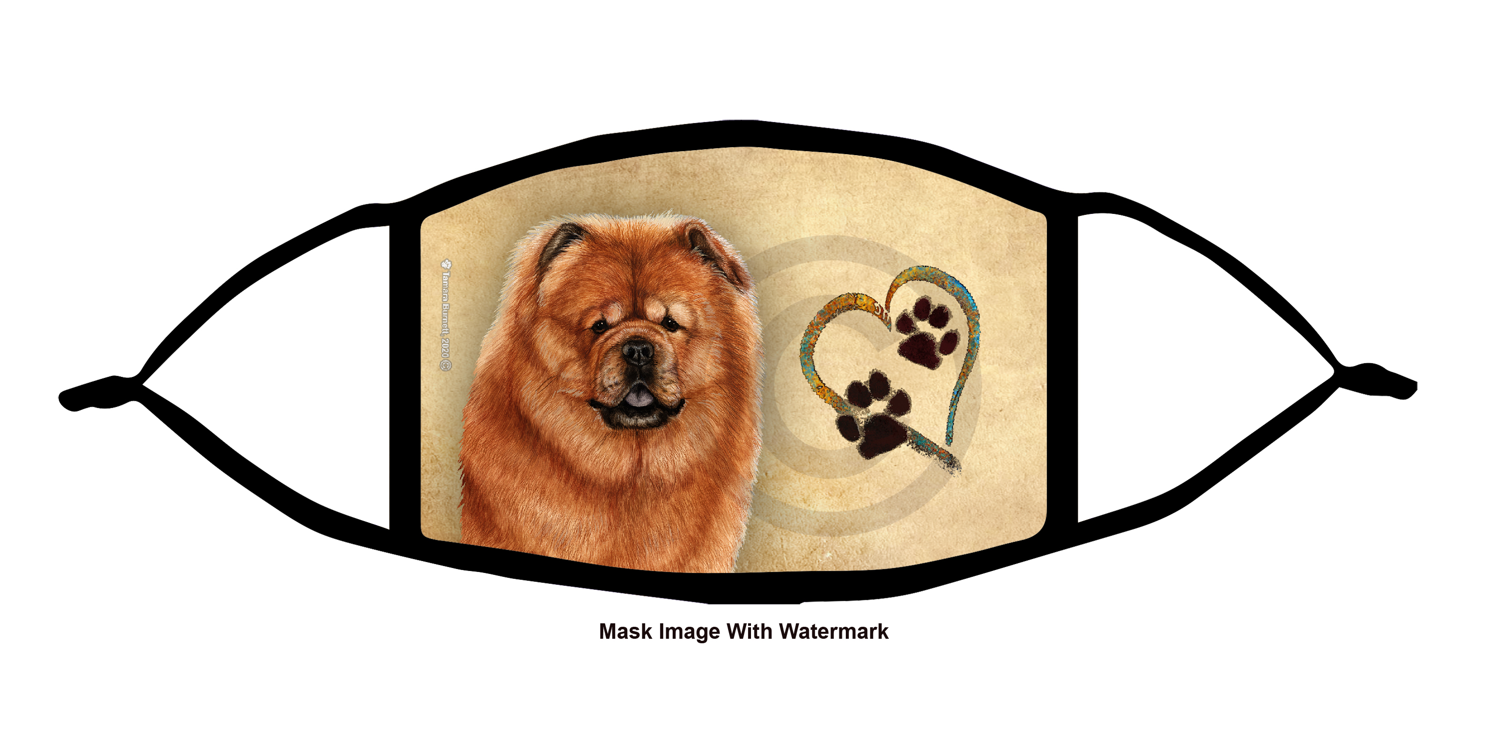 Chow Chow (Red) Paws On My Heart Cloth Face Mask image