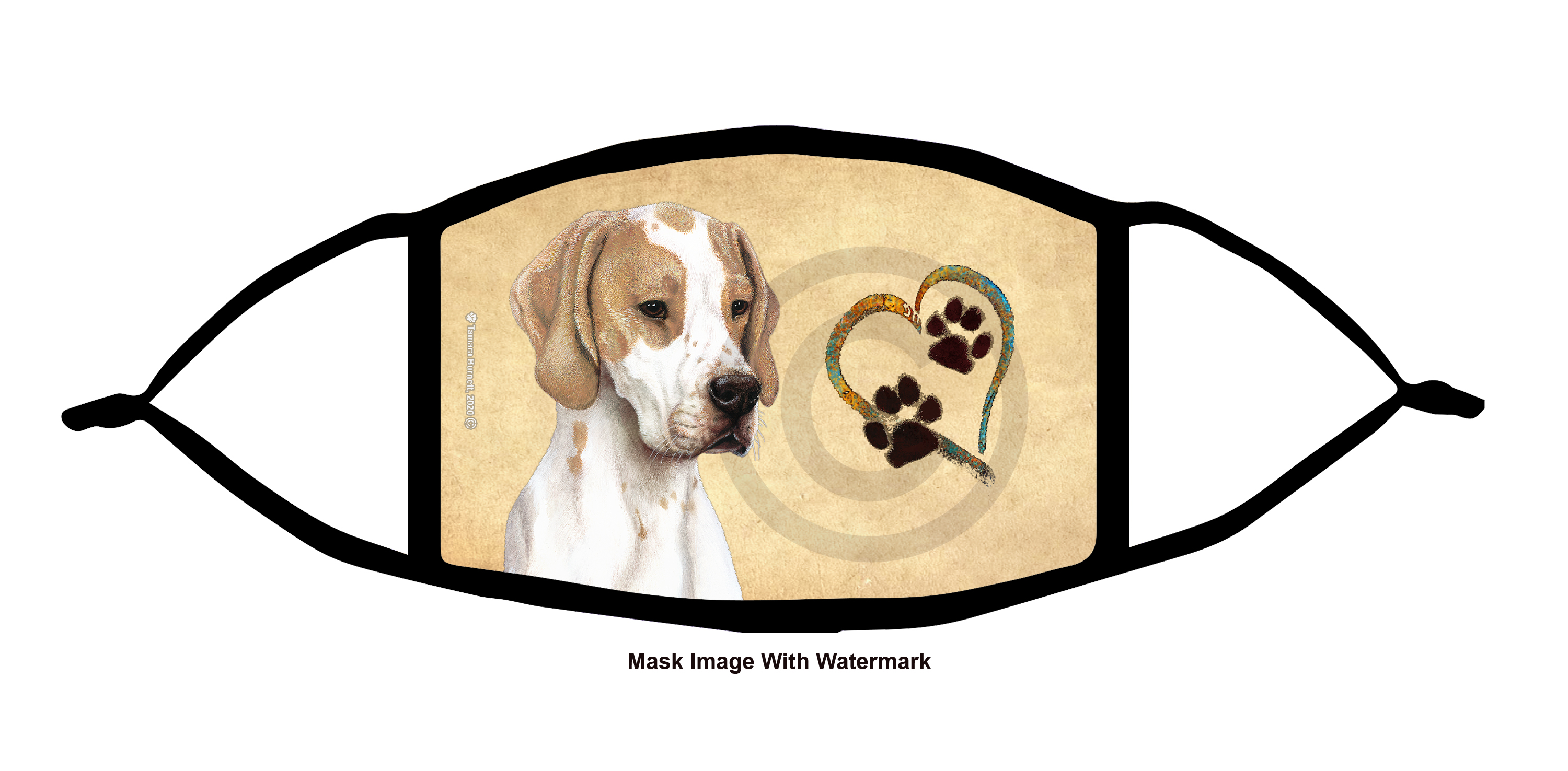 English Pointer (Lemon and White) Paws On My Heart Cloth Face Mask image