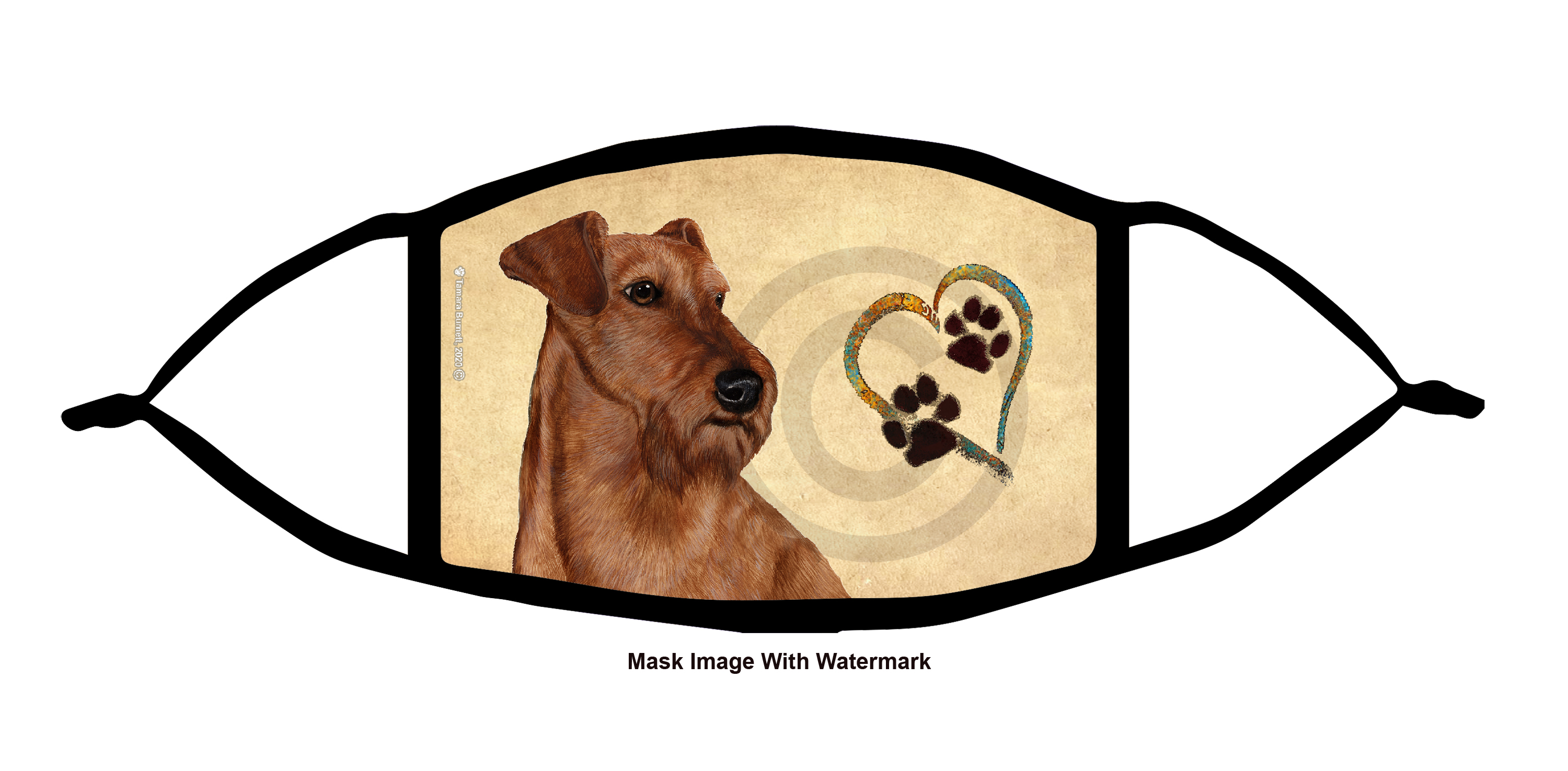 Irish Terrier Paws On My Heart Cloth Face Mask image