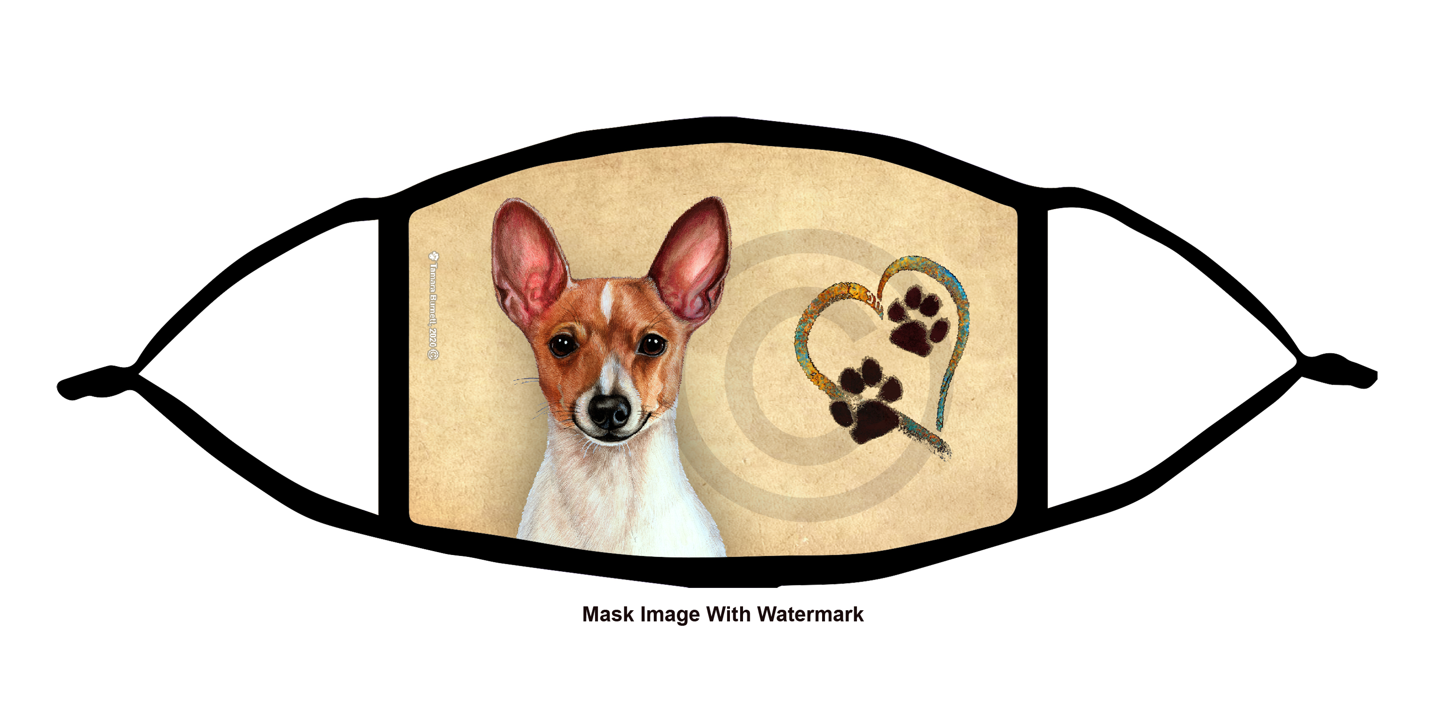 Toy Fox Terrier (Red and White) Paws On My Heart Cloth Face Mask image