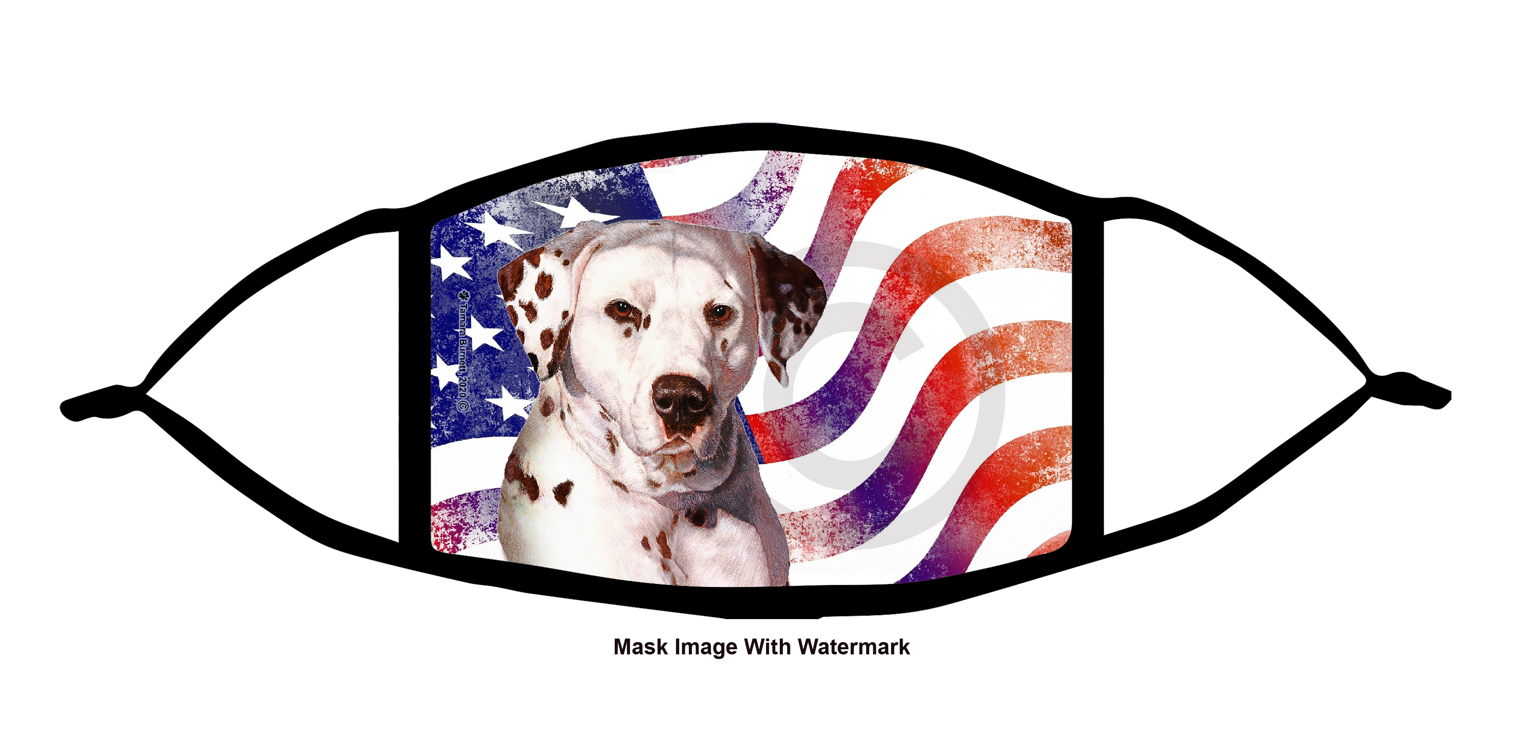 Dalmatian (Liver and White) Patriotic Pups Cloth Face Mask Image