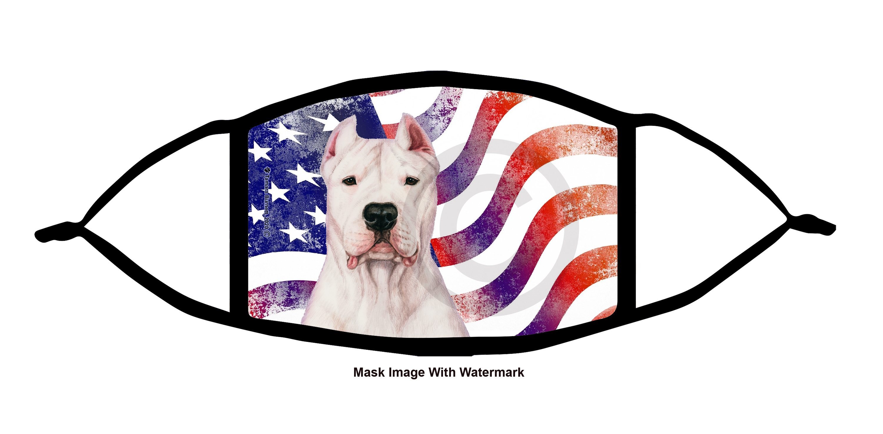 An image of product 12067 Dogo Argentino Patriotic Pups Cloth Face Mask