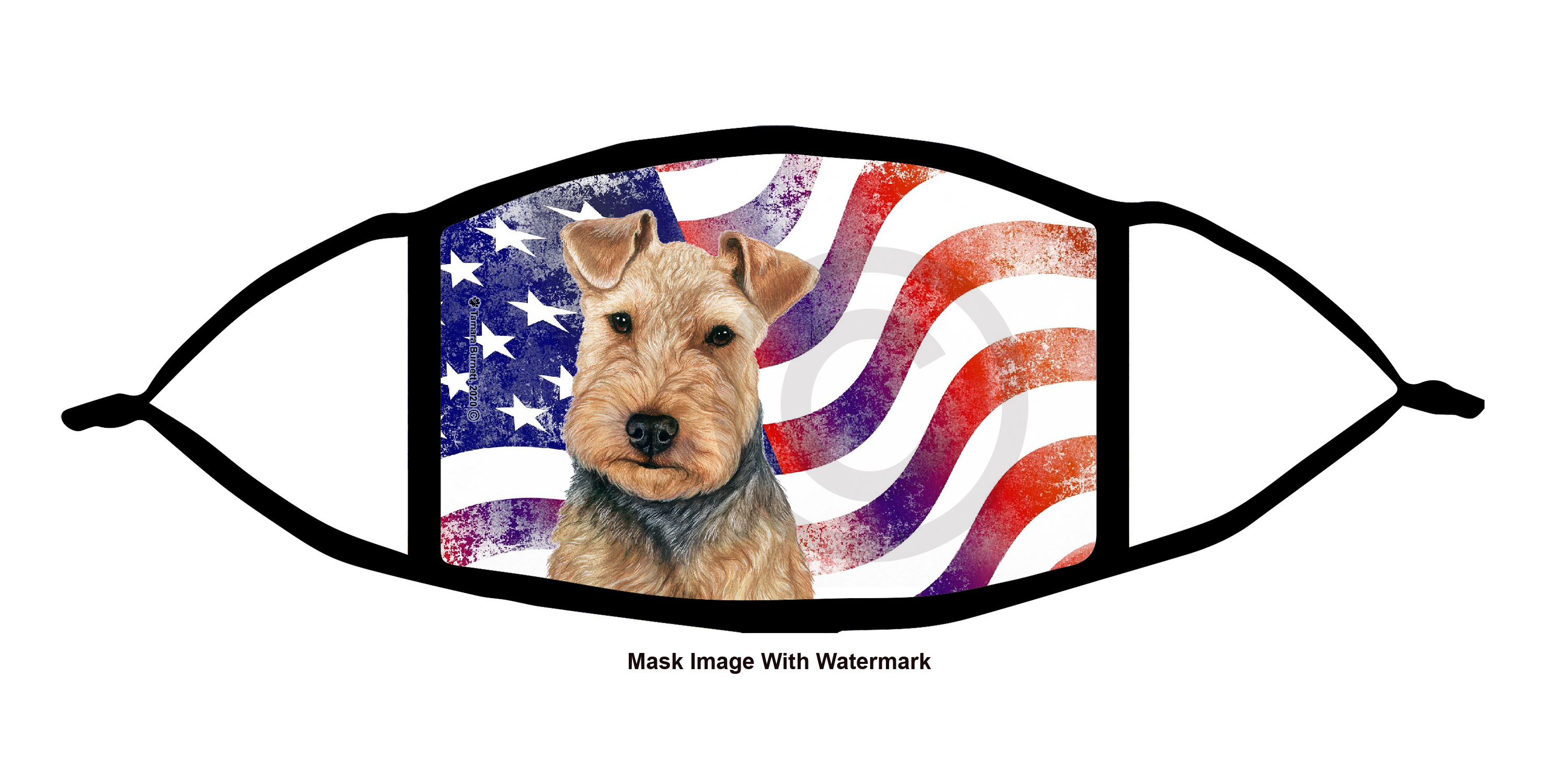Welsh Terrier (Blue and Tan) Patriotic Pups Cloth Face Mask Image