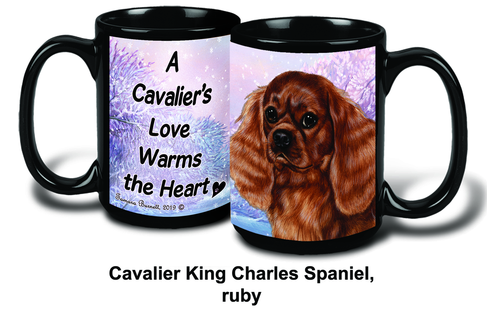 An image of the Cavalier King Chales Ruby Winter Mugs