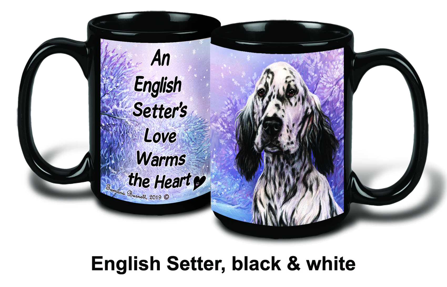 English Setter Blk & Wht Winter Mugs image