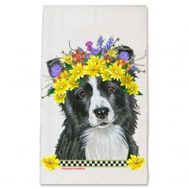 An image of product 13078 Border Collie Dog Floral Kitchen Dish Towel Pet Gift