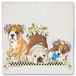 An image of product 13090 Bulldog Dog Floral Kitchen Dish Towel Pet Gift