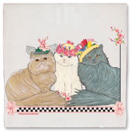 An image of product 13111 Cat Persian Cats with Bonnets Floral Kitchen Dish Towel Pet Gift