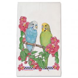 An image of product 13236 Parakeet Budgie Parrot Floral Kitchen Dish Towel Pet Gift