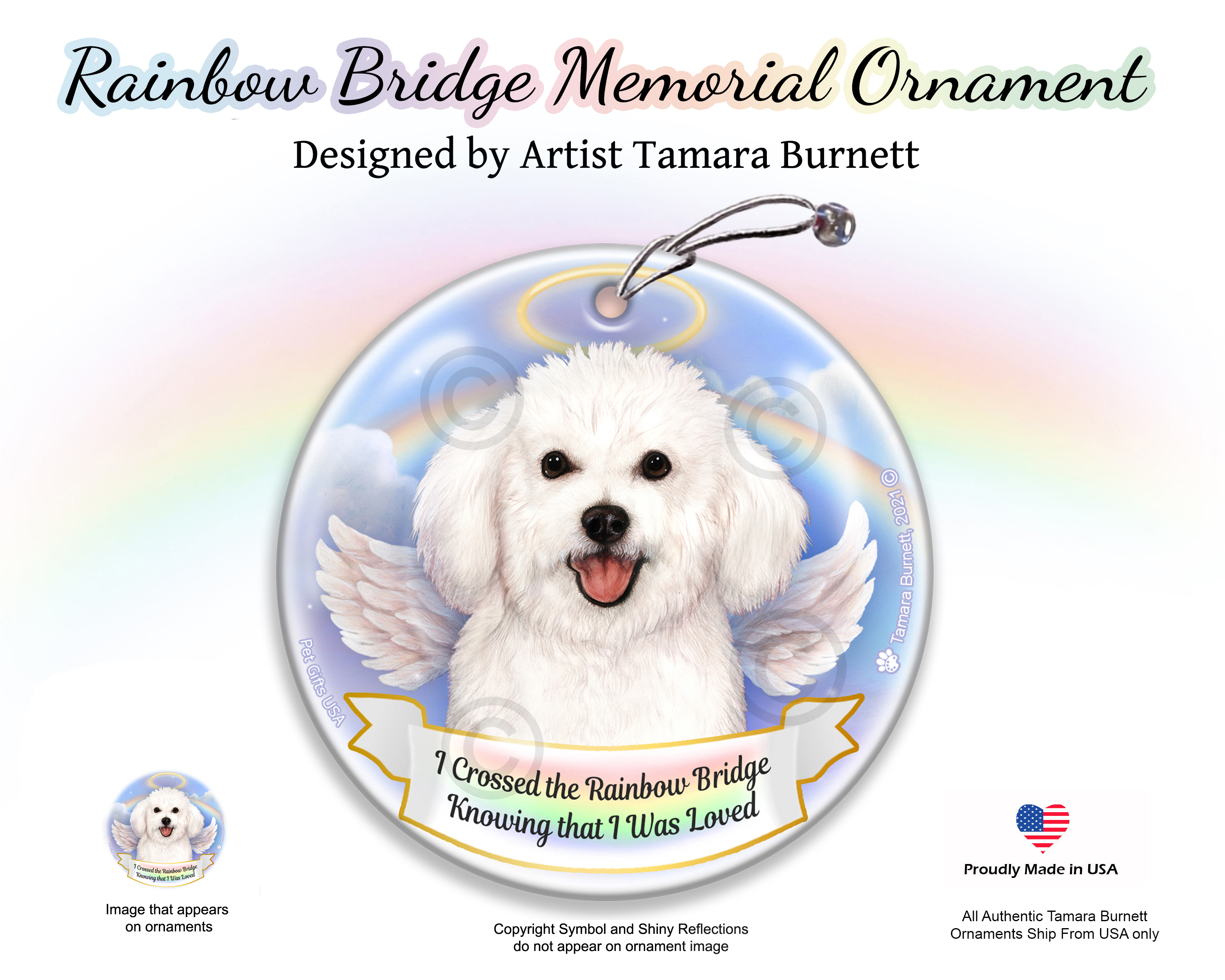 Bichon Rainbow Bridge Memorial Ornament image