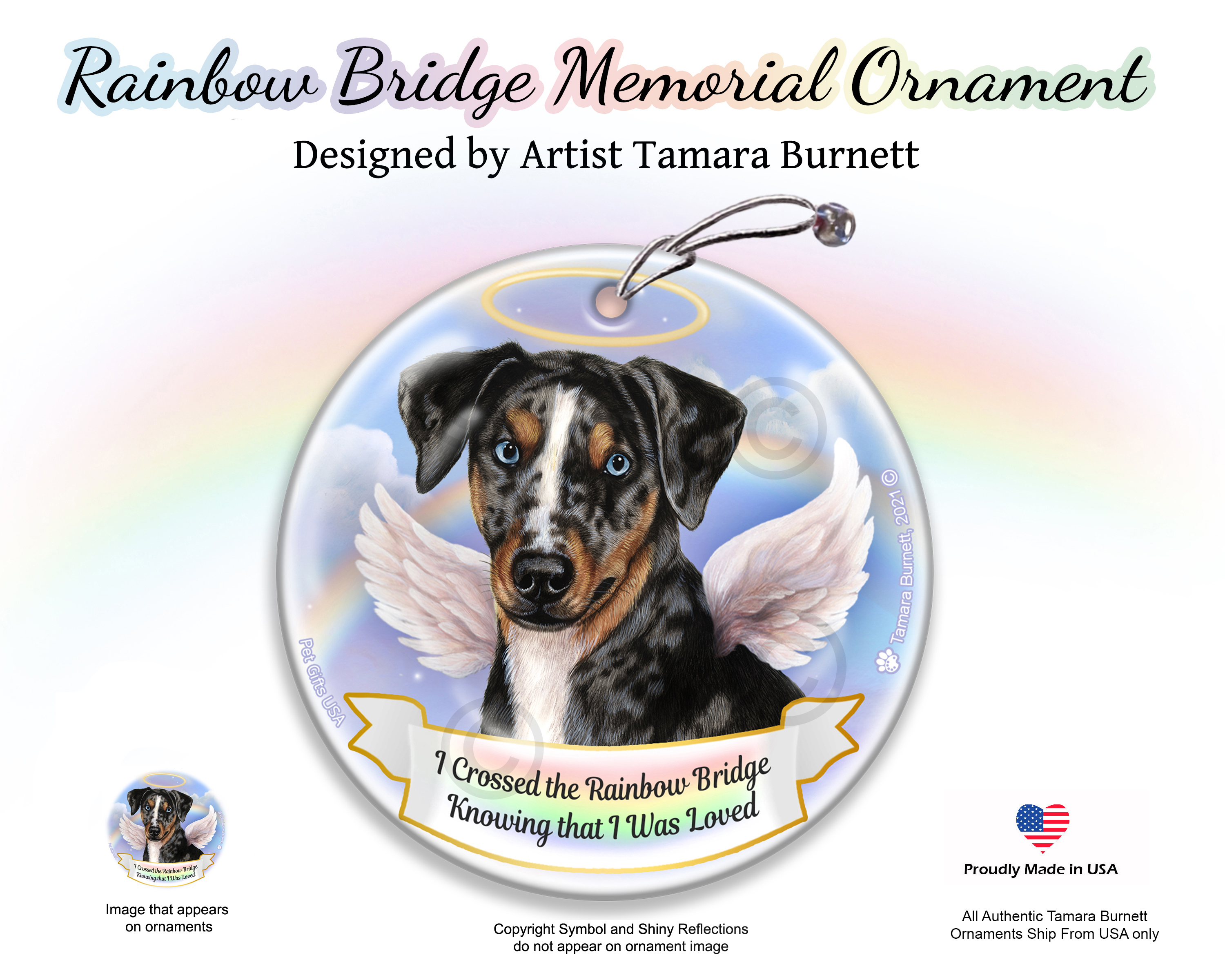 Catahoula Leopard Dog Rainbow Bridge Memorial Ornament image