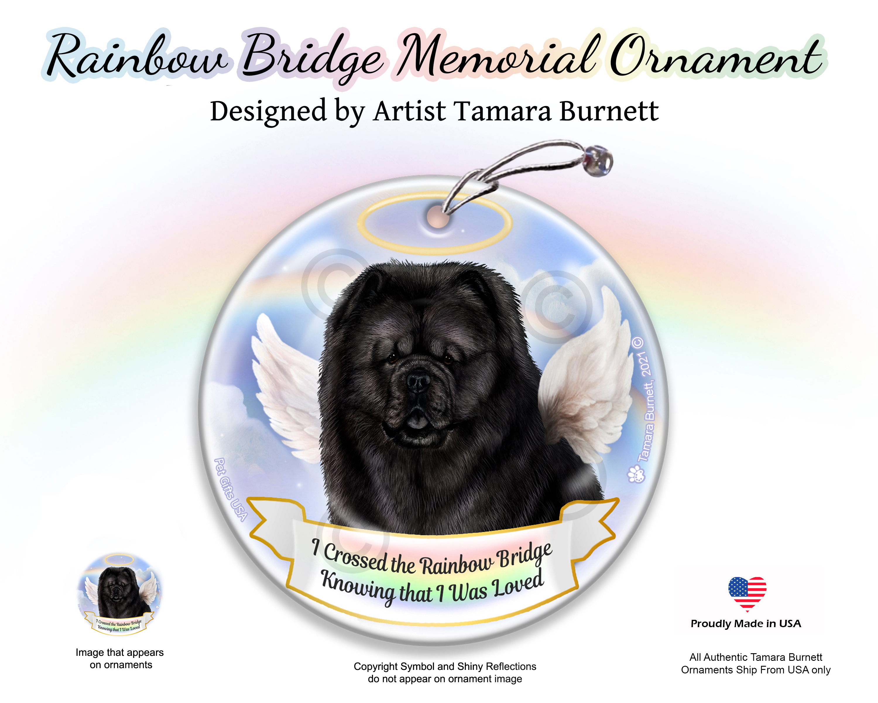 Chow Chow Black Rainbow Bridge Memorial Ornament image