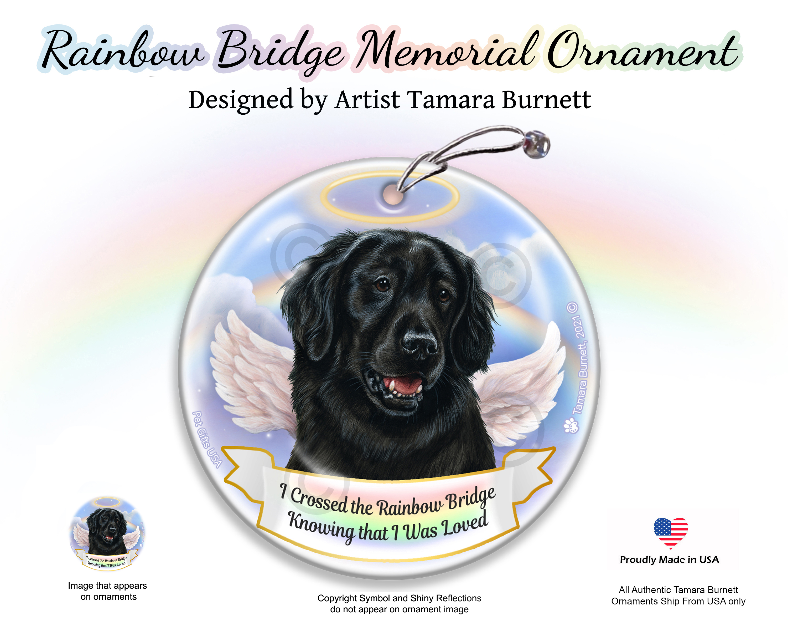 Flat Coated Retriever Rainbow Bridge Memorial Ornament image