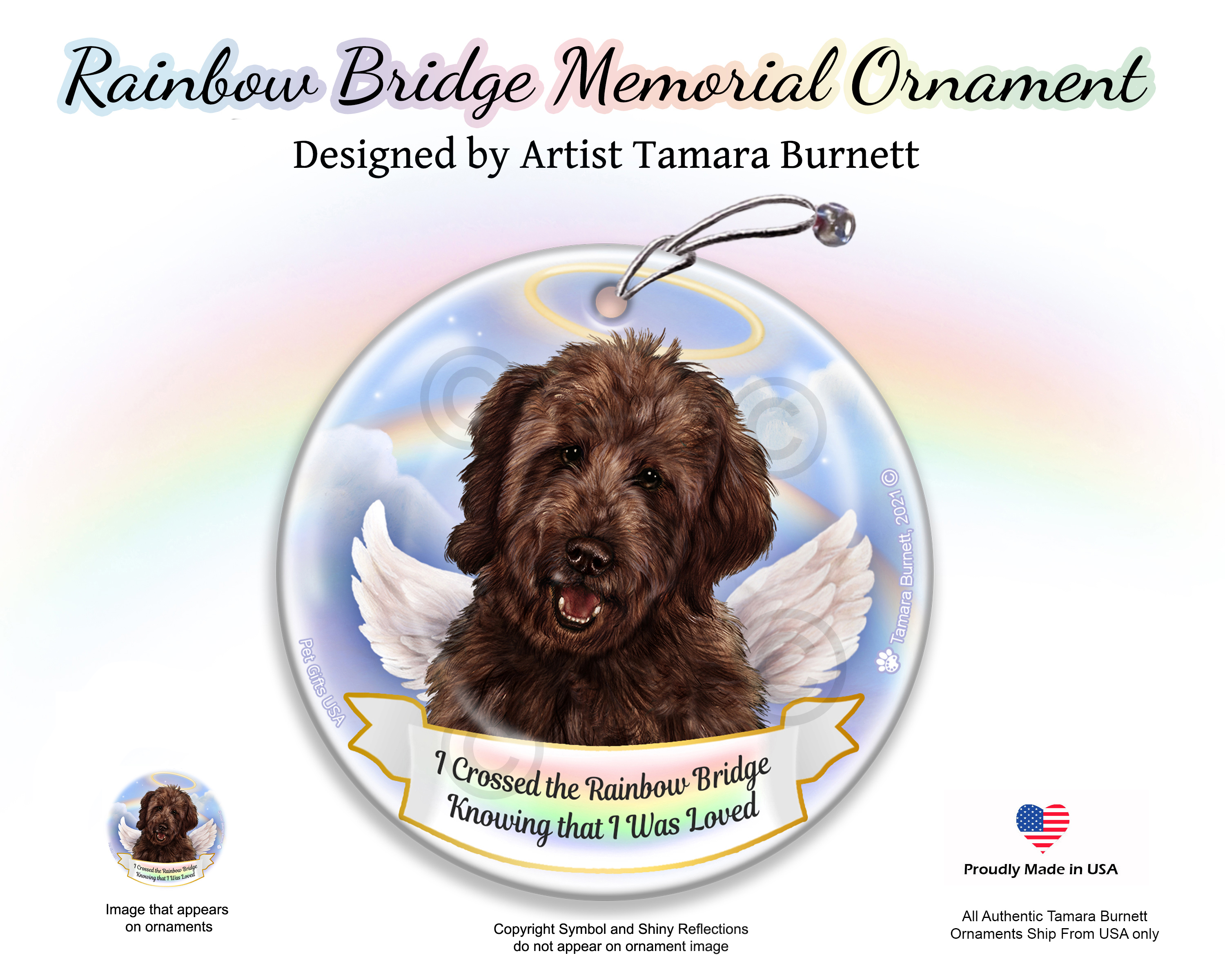 Goldendoodle Chocolate Rainbow Bridge Memorial Ornament image