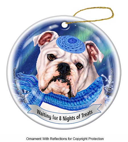 Bulldog White (English) Series 5 Hanukkah Ornament Image