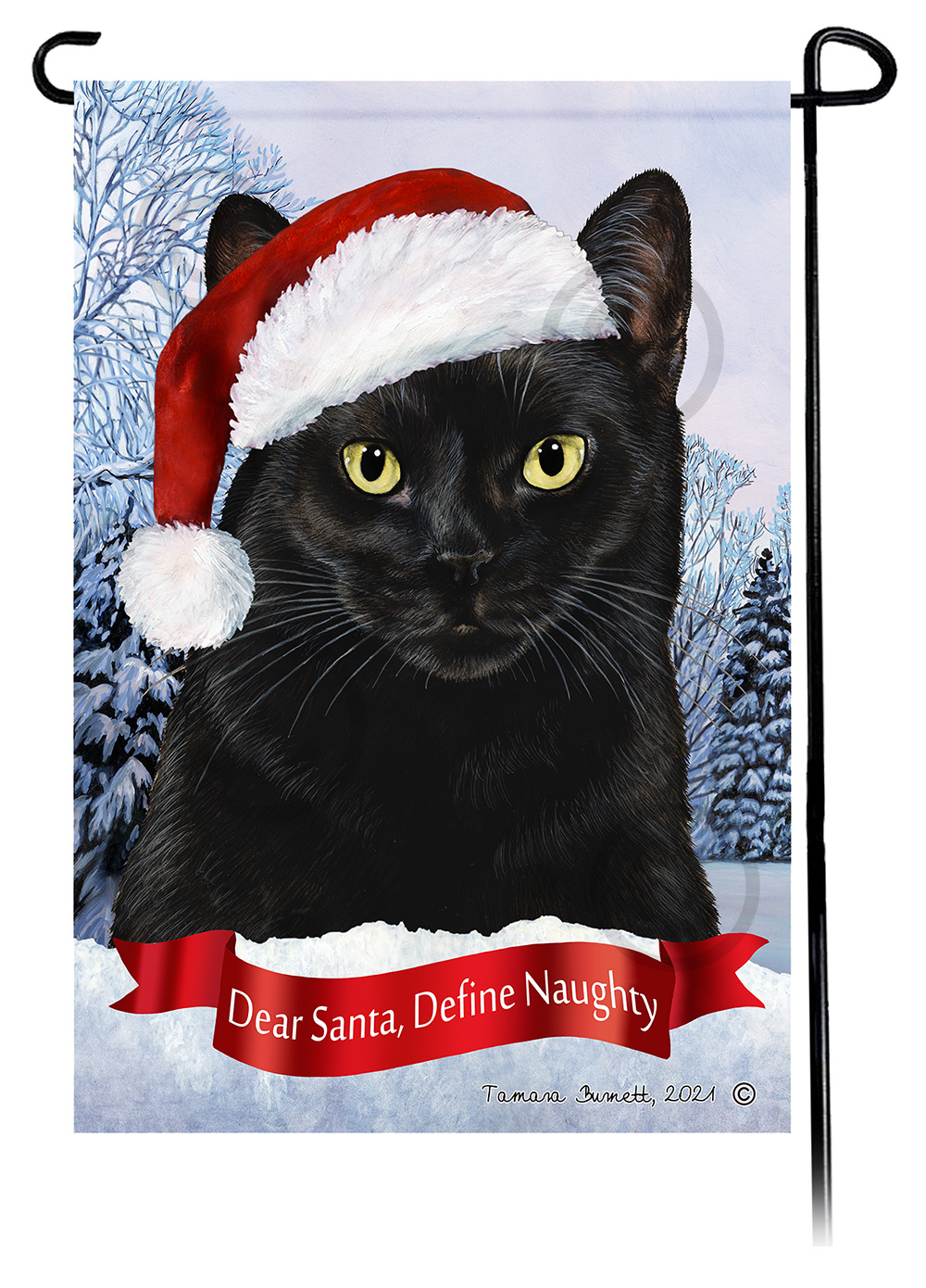 An image of the Black Cat Dear Santa, Define Naughty - Garden Flag