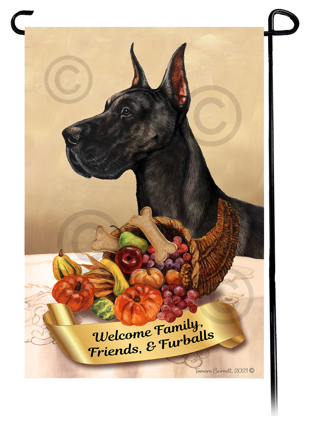 An image of the Great Dane Black Cropped  Thanksgiving - Garden Flag
