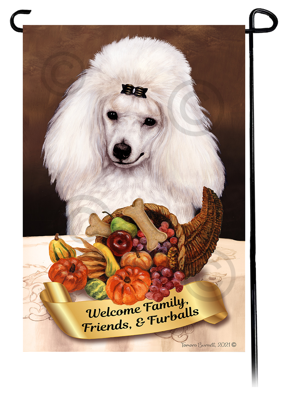 Poodle Mini White Thanksgiving - Garden Flag image