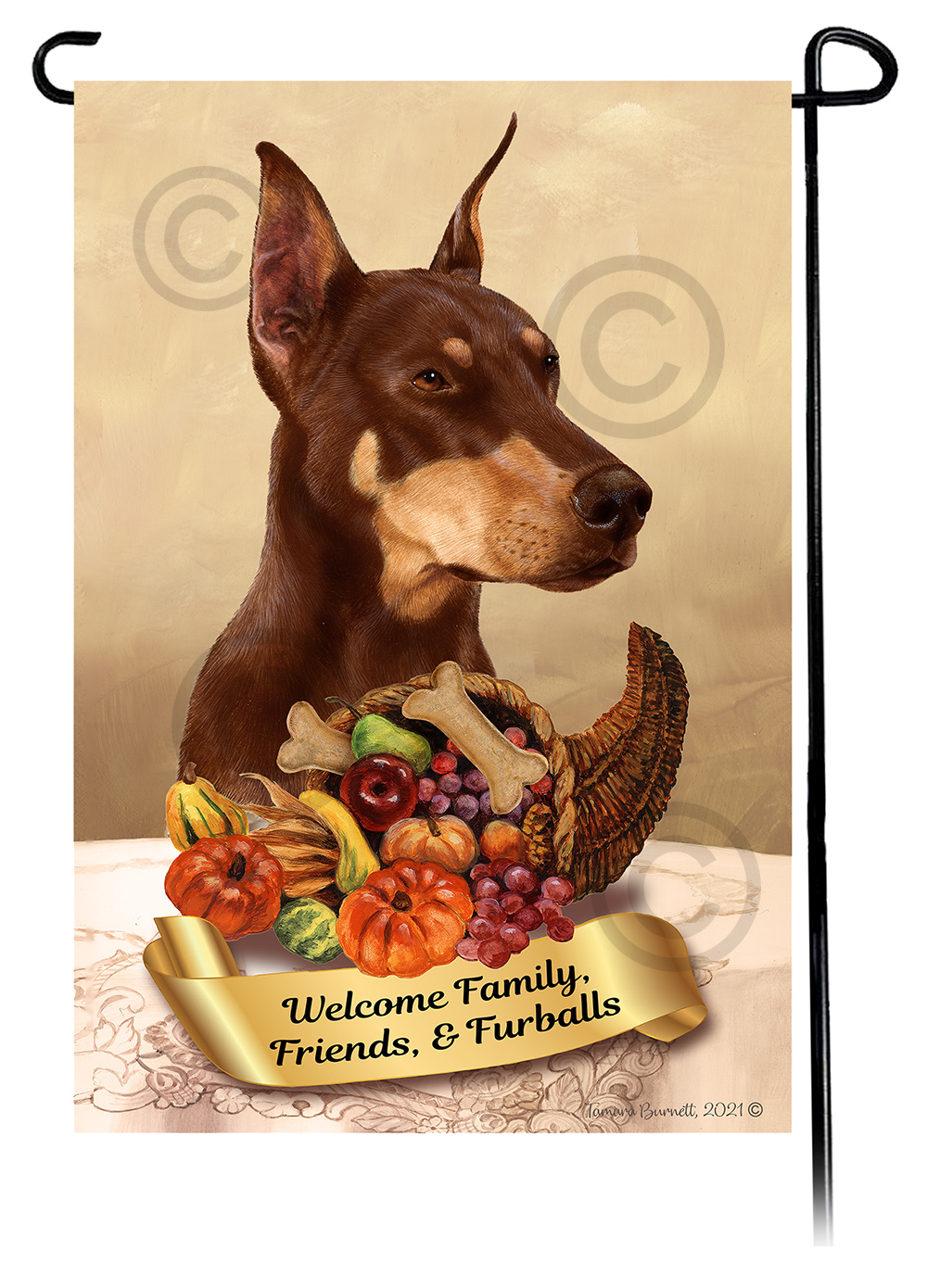 Doberman Red  Style 1 Cropped  Thanksgiving - Garden Flag image