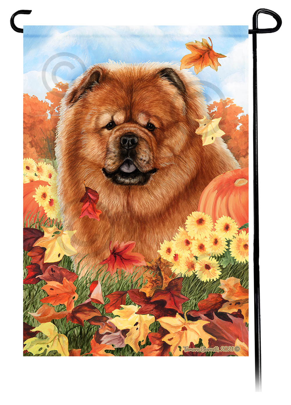 Chow Chow Red Falling Leaves - Garden Flag image