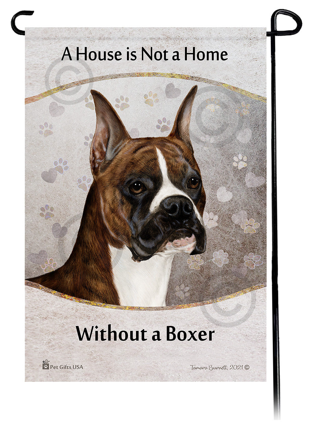 An image of the Boxer Brindle Cropped A House Is Not A Home - Garden Flag