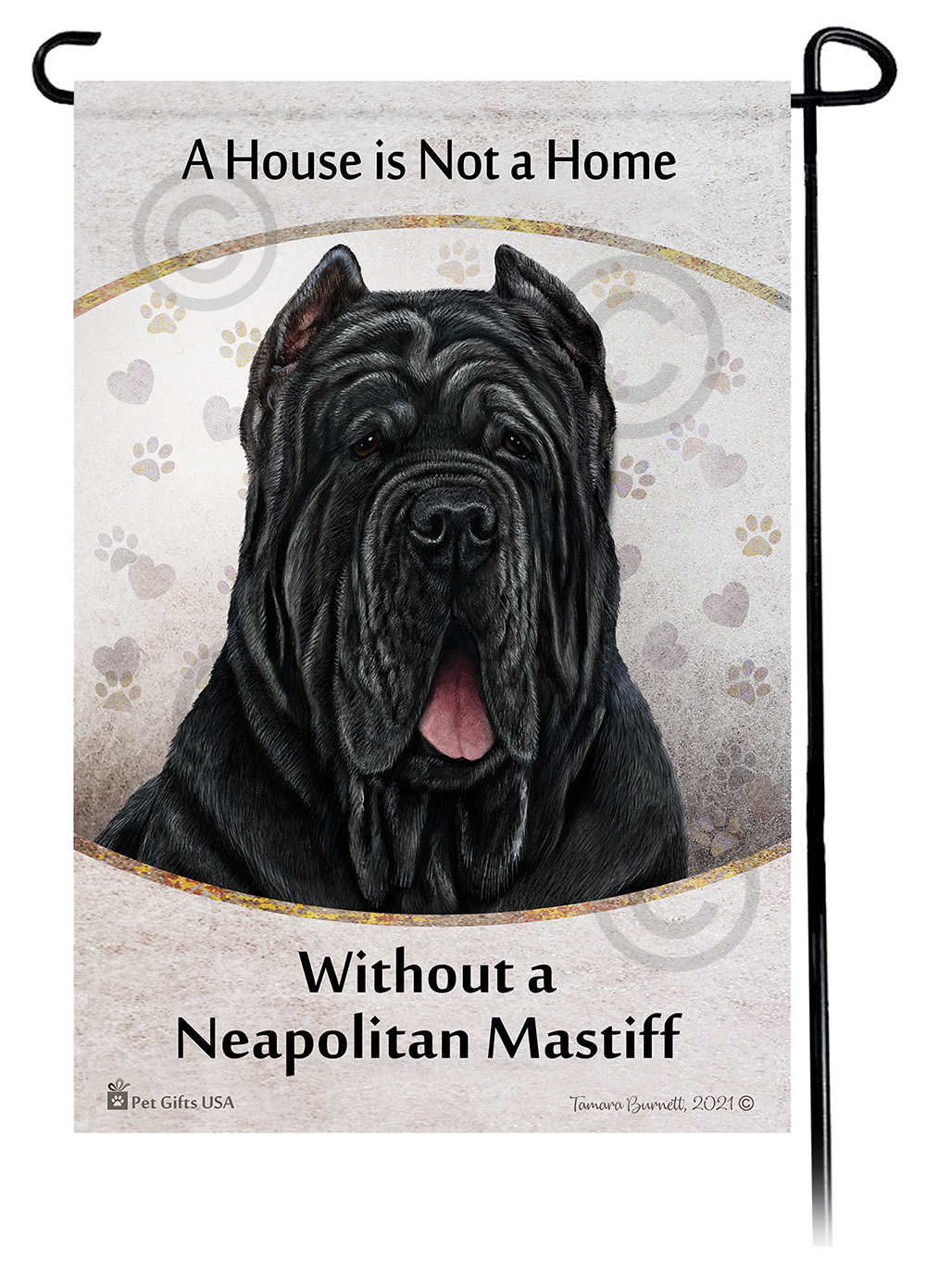 An image of the Neo Mastiff Black Cropped A House Is Not A Home - Garden Flag