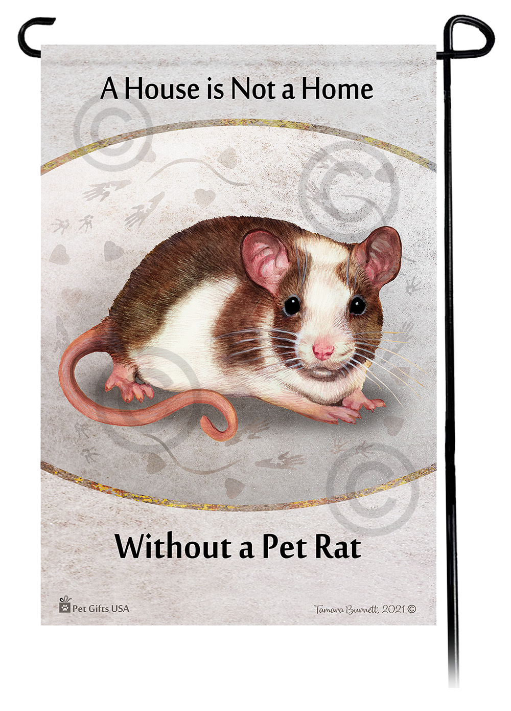 Rat Brown & White Pied A House Is Not A Home - Garden Flag image